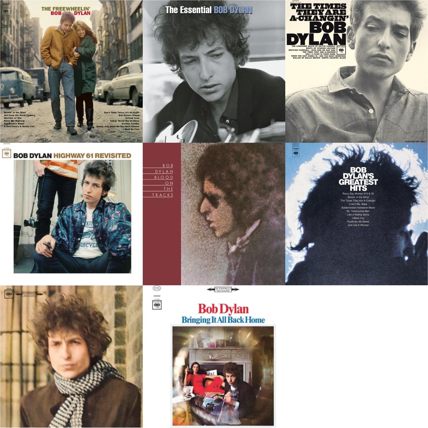 Bob Dylan - Blood On The Tracks (150G/Dl Insert) & Bringing It All Back Home & Blonde On Blonde & Times They Are A-Changin (Mono) & Highway 61 Revisited & Essential Bob Dylan & Freewheelin Bob Dylan (140G/Dl Code) & Greatest Hits (150G/Dl Card) - LP