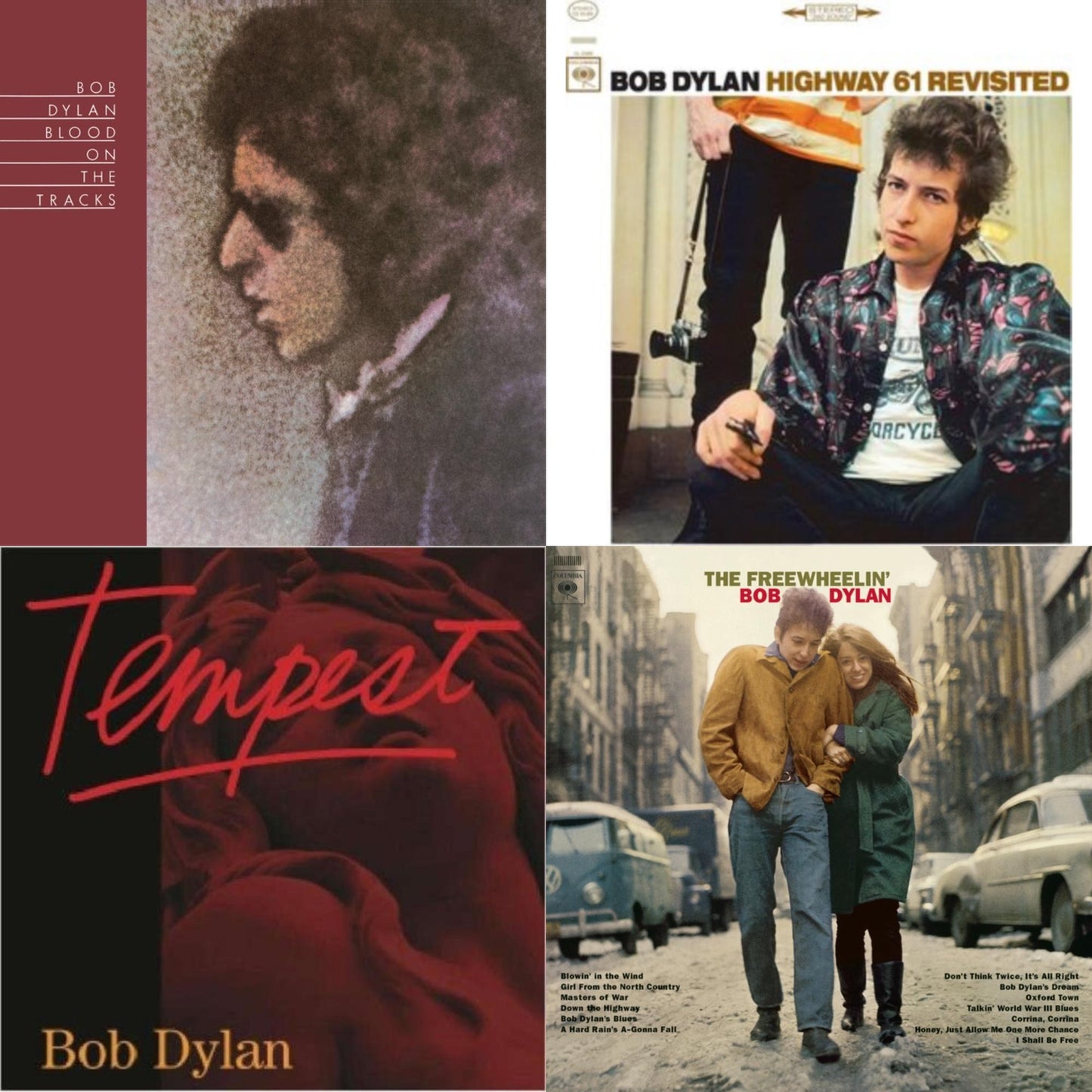 Bob Dylan - Blood On The Tracks (150G/Dl Insert) & Highway 61 Revisited & Tempest (2LP/CD/180G/Gatefold) & Freewheelin Bob Dylan (140G/Dl Code)