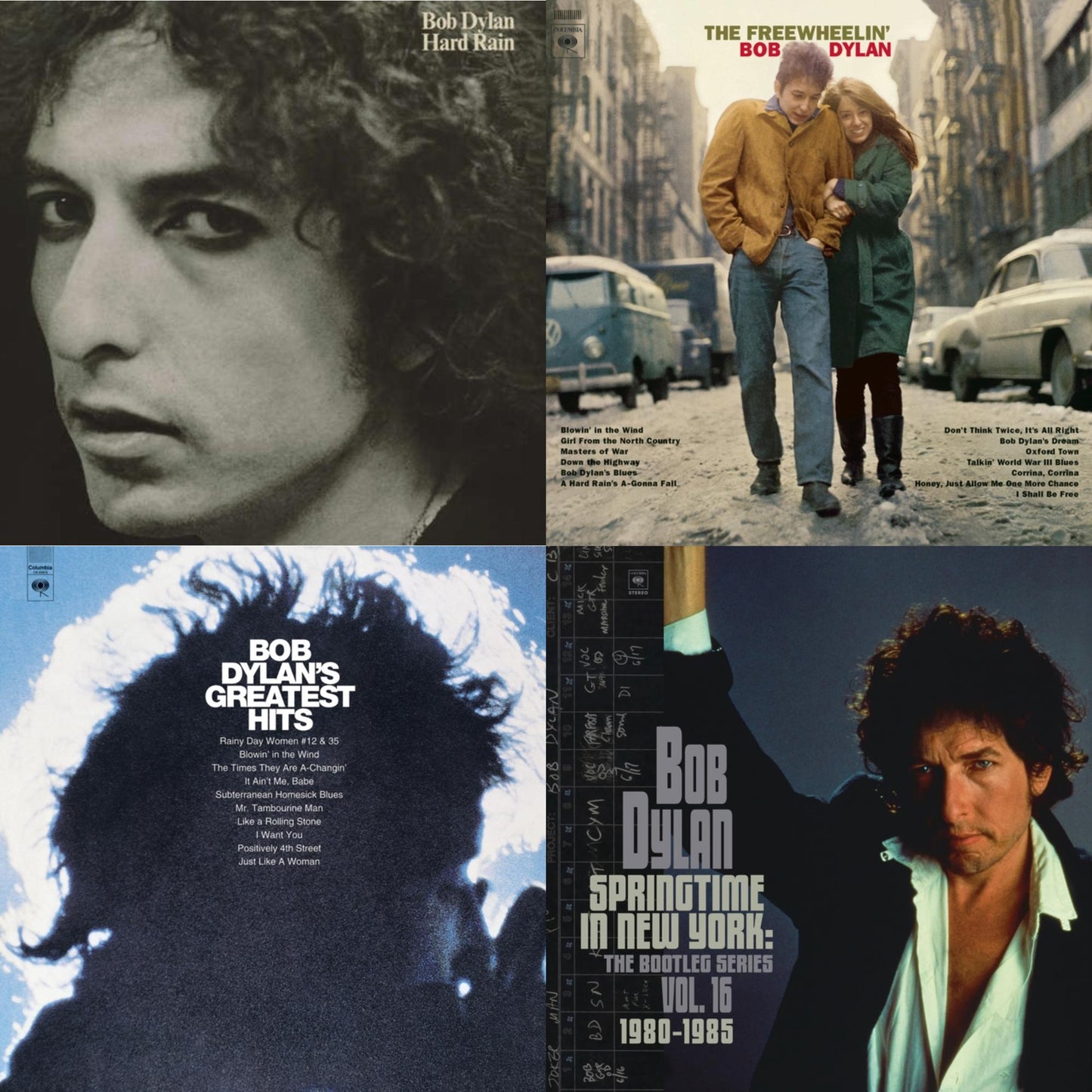 Bob Dylan - Springtime In New York: The Bootleg Series Vol. 16 (1980-1985) (2LP) & Hard Rain (150G/Dl Card) & Freewheelin Bob Dylan (140G/Dl Code) & Greatest Hits (150G/Dl Card)