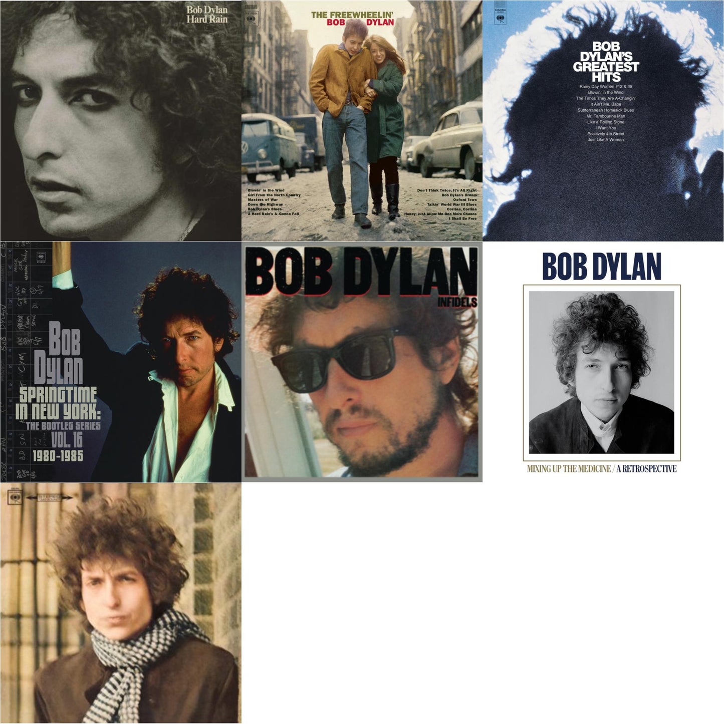 Bob Dylan - Infidels (150G/Dl Insert) & Springtime In New York: The Bootleg Series Vol. 16 (1980-1985) (2LP) & Blonde On Blonde & Mixing Up The Medicine & Hard Rain (150G/Dl Card) & Freewheelin Bob Dylan (140G/Dl Code) & Greatest Hits (150G/Dl Card)