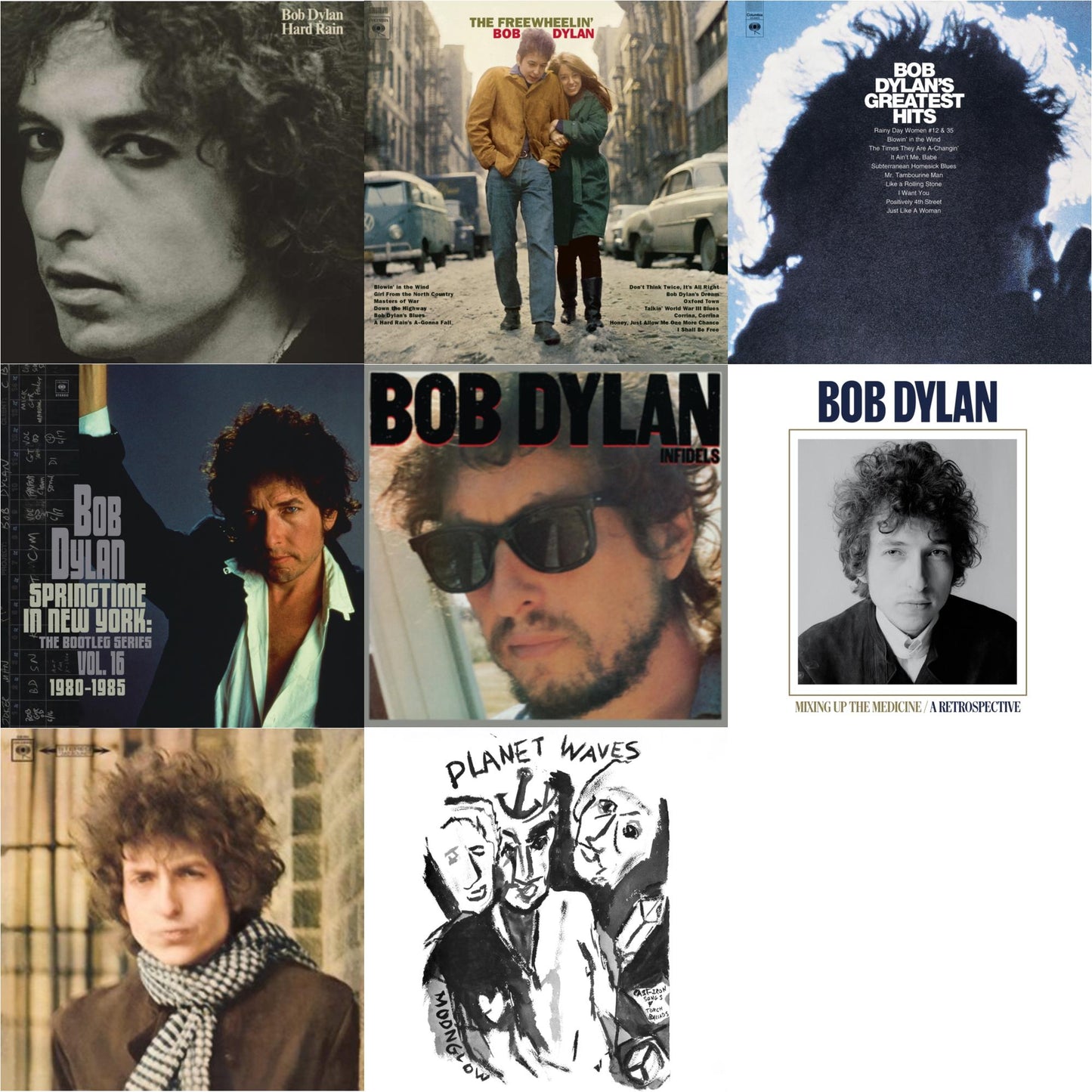 Bob Dylan - Infidels (150G/Dl Insert) & Planet Waves (150G LP Vinyl/Dl) & Springtime In New York: The Bootleg Series Vol. 16 (1980-1985) (2LP) & Blonde On Blonde & Mixing Up The Medicine & Hard Rain (150G/Dl Card) & Freewheelin Bob Dylan (140G/Dl
