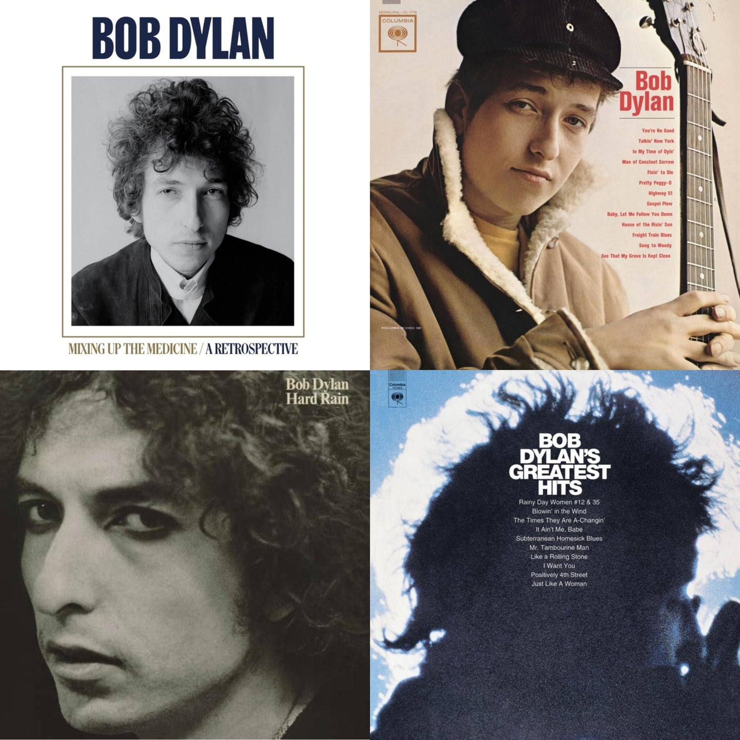 Bob Dylan - Mixing Up The Medicine & Bob Dylan (Mono) & Hard Rain (150G/Dl Card) & Greatest Hits (150G/Dl Card) - LP Vinyl Bundle