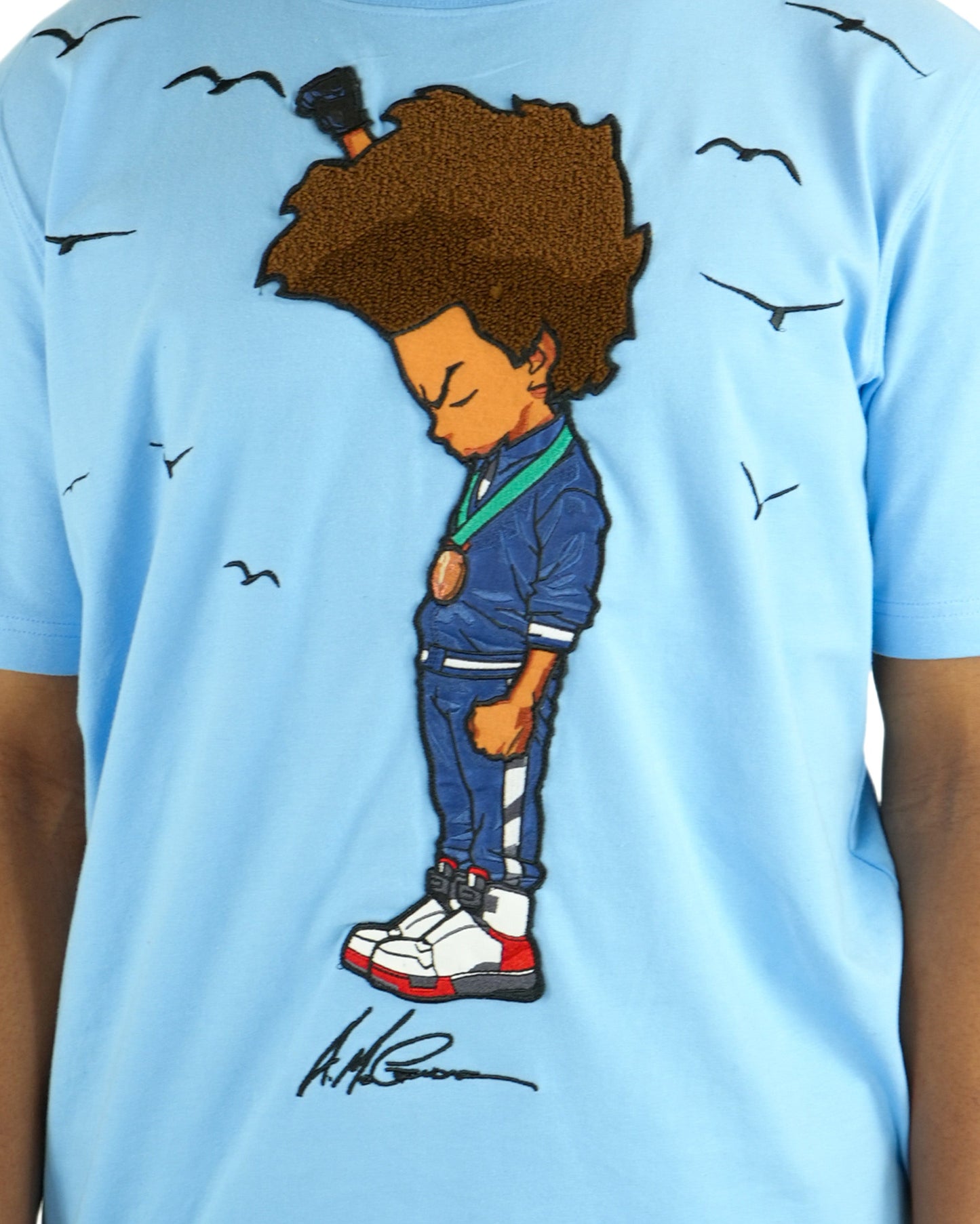 The Boondocks - Huey Fist NC Blue Mens T Shirt