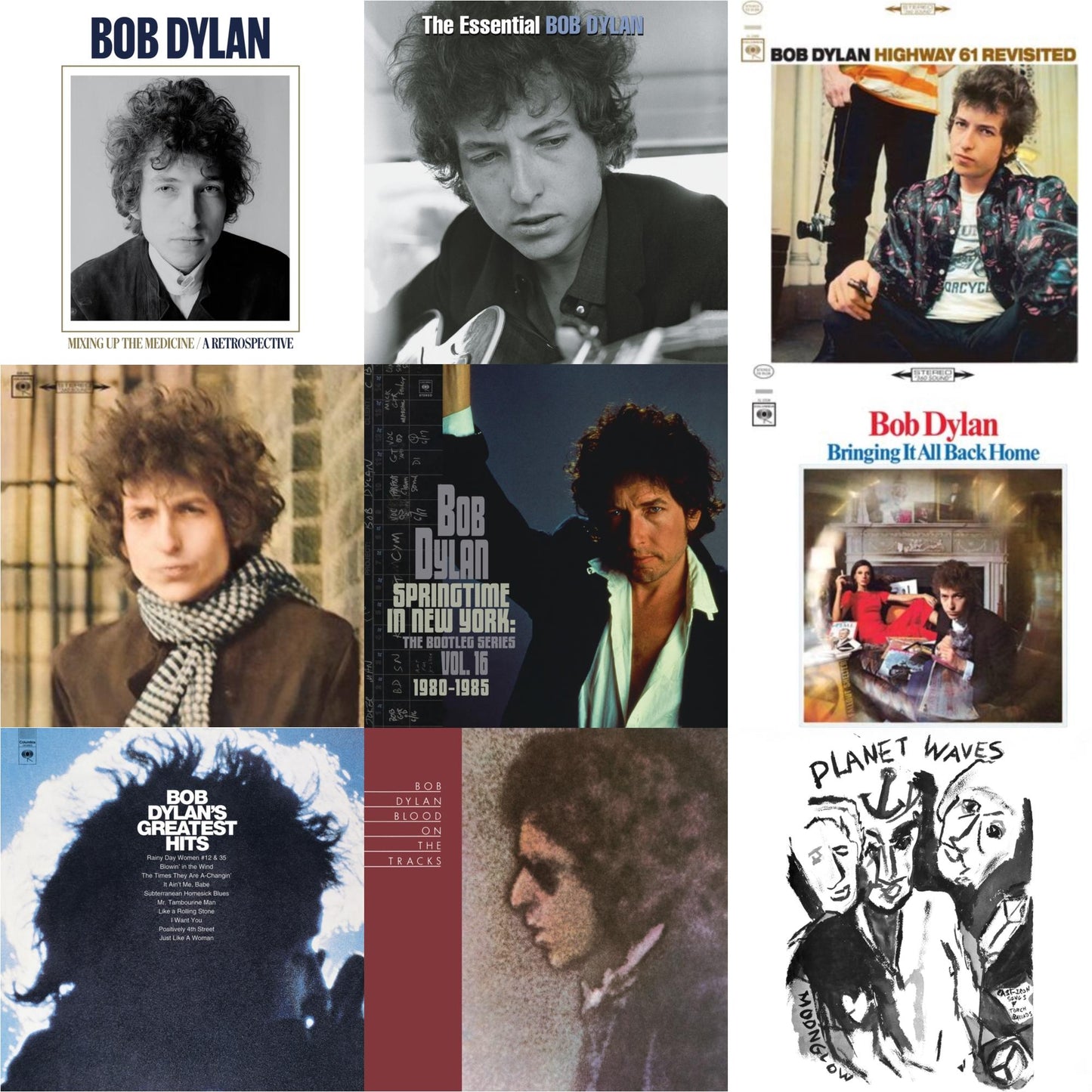 Bob Dylan - Planet Waves (150G LP Vinyl/Dl) & Blood On The Tracks (150G/Dl Insert) & Springtime In New York: The Bootleg Series Vol. 16 (1980-1985) (2LP) & Bringing It All Back Home & Highway 61 Revisited & Blonde On Blonde & Mixing Up The Medicine &