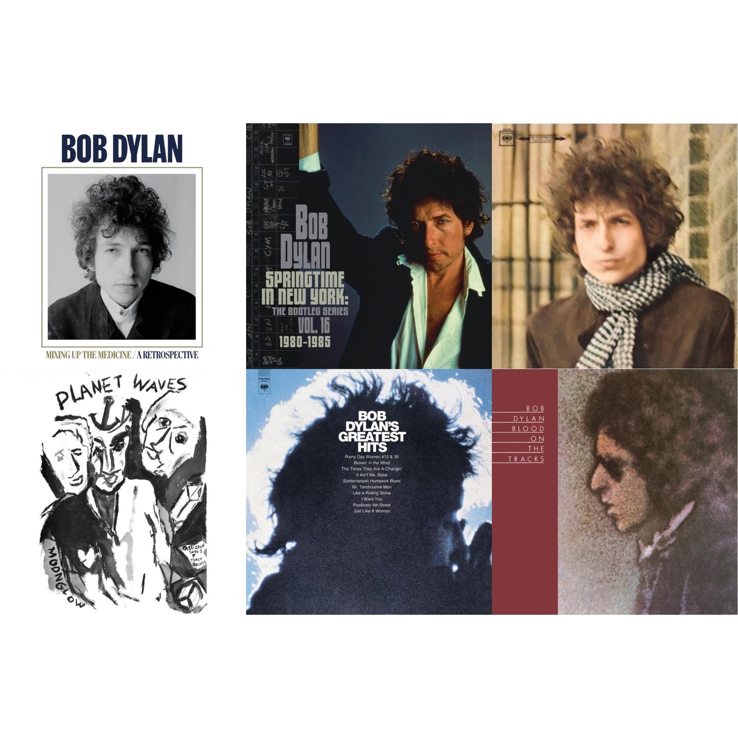 Bob Dylan - Planet Waves (150G LP Vinyl/Dl) & Blood On The Tracks (150G/Dl Insert) & Springtime In New York: The Bootleg Series Vol. 16 (1980-1985) (2LP) & Blonde On Blonde & Mixing Up The Medicine & Greatest Hits (150G/Dl Card)