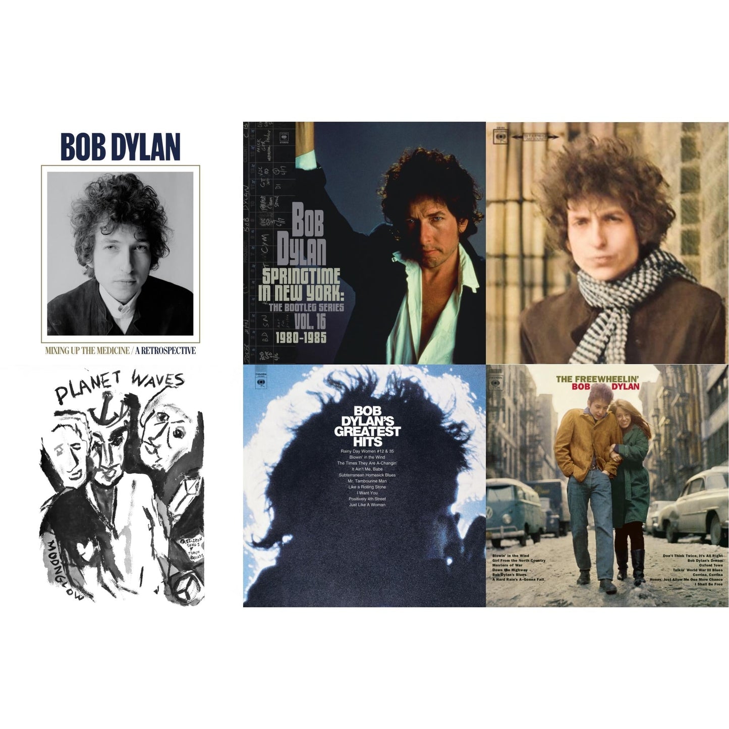 Bob Dylan - Planet Waves (150G LP Vinyl/Dl) & Springtime In New York: The Bootleg Series Vol. 16 (1980-1985) (2LP) & Blonde On Blonde & Mixing Up The Medicine & Freewheelin Bob Dylan (140G/Dl Code) & Greatest Hits (150G/Dl Card)