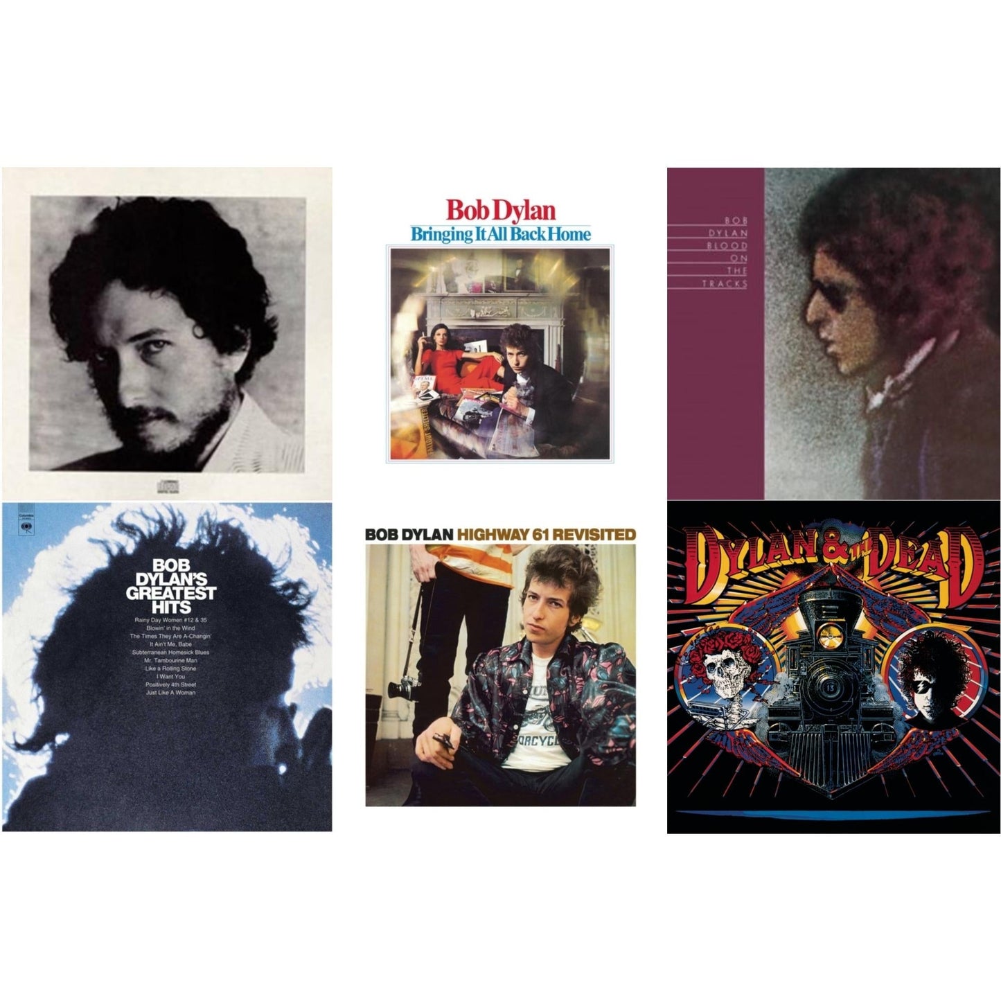 Bob Dylan - Greatest Hits Vol.1 & Blood On The Tracks & Highway 61 Revisited & Bringing It All Back Home & New Morning & Dylan & The Dead - CD Bundle