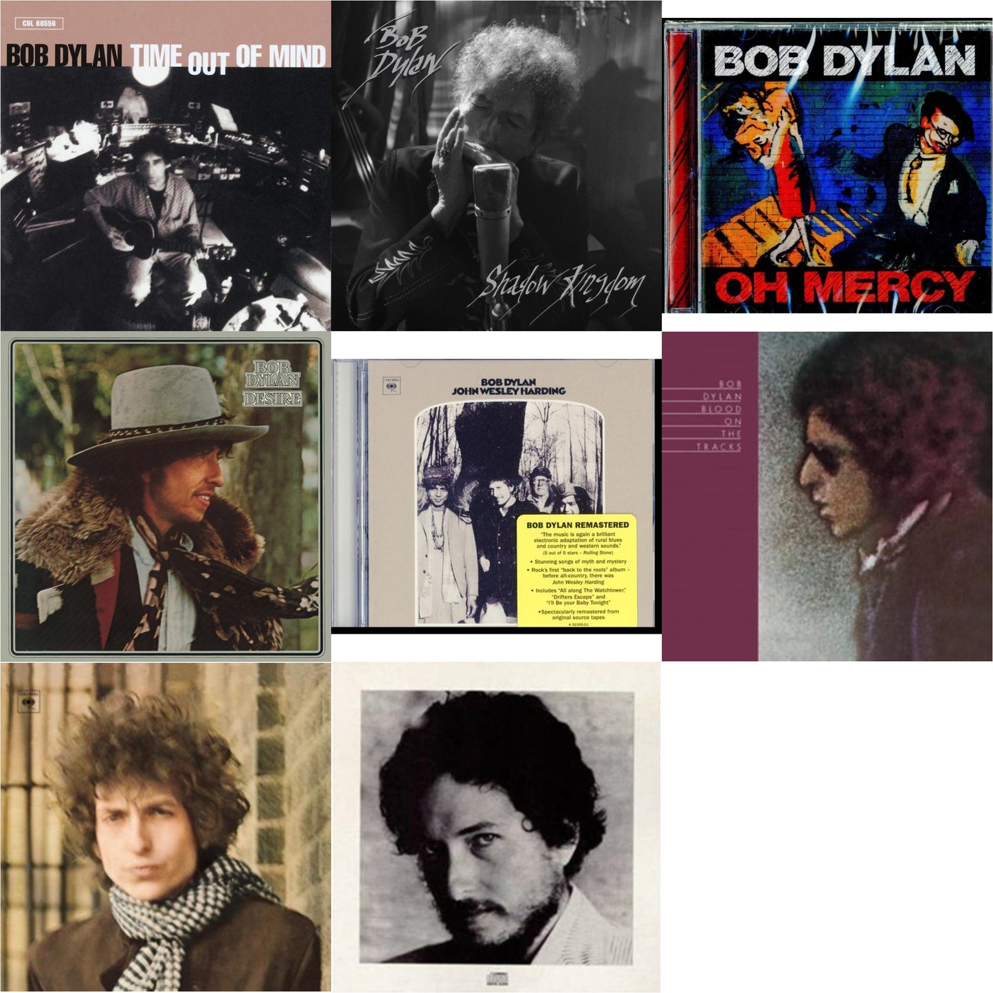 Bob Dylan - Time Out Of Mind & Shadow Kingdom & Oh Mercy & Desire & John Wesley Harding & Blood On The Tracks & Blonde On Blonde & New Morning - CD Bundle