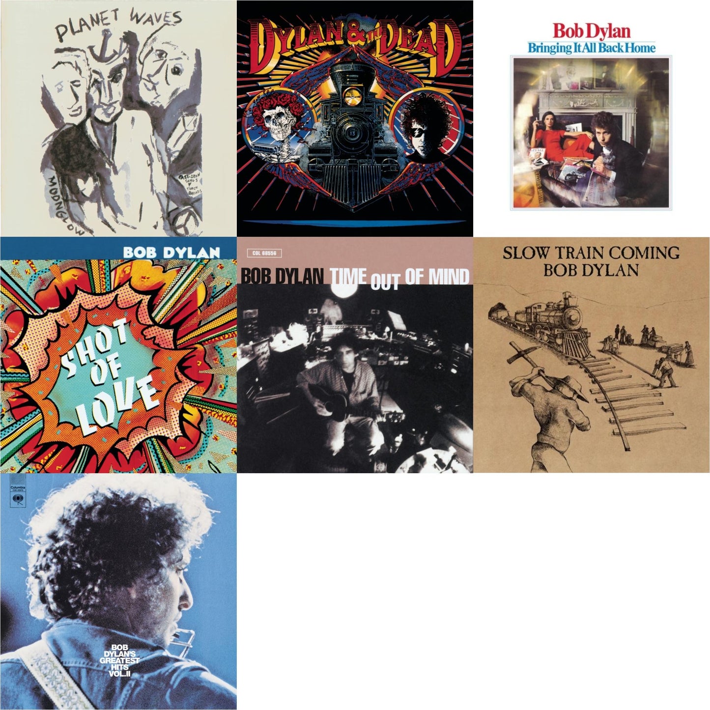 Bob Dylan - Greatest Hits Vol.2 & Time Out Of Mind & Slow Train Coming & Bringing It All Back Home & Shot Of Love & Planet Waves & Dylan & The Dead - CD Bundle