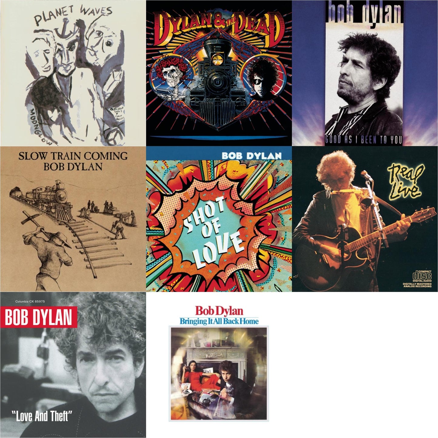 Bob Dylan - Slow Train Coming & Bringing It All Back Home & Shot Of Love & Good As I Been To You & Real Live & Planet Waves & Dylan & The Dead & Love & Theft - CD Bundle