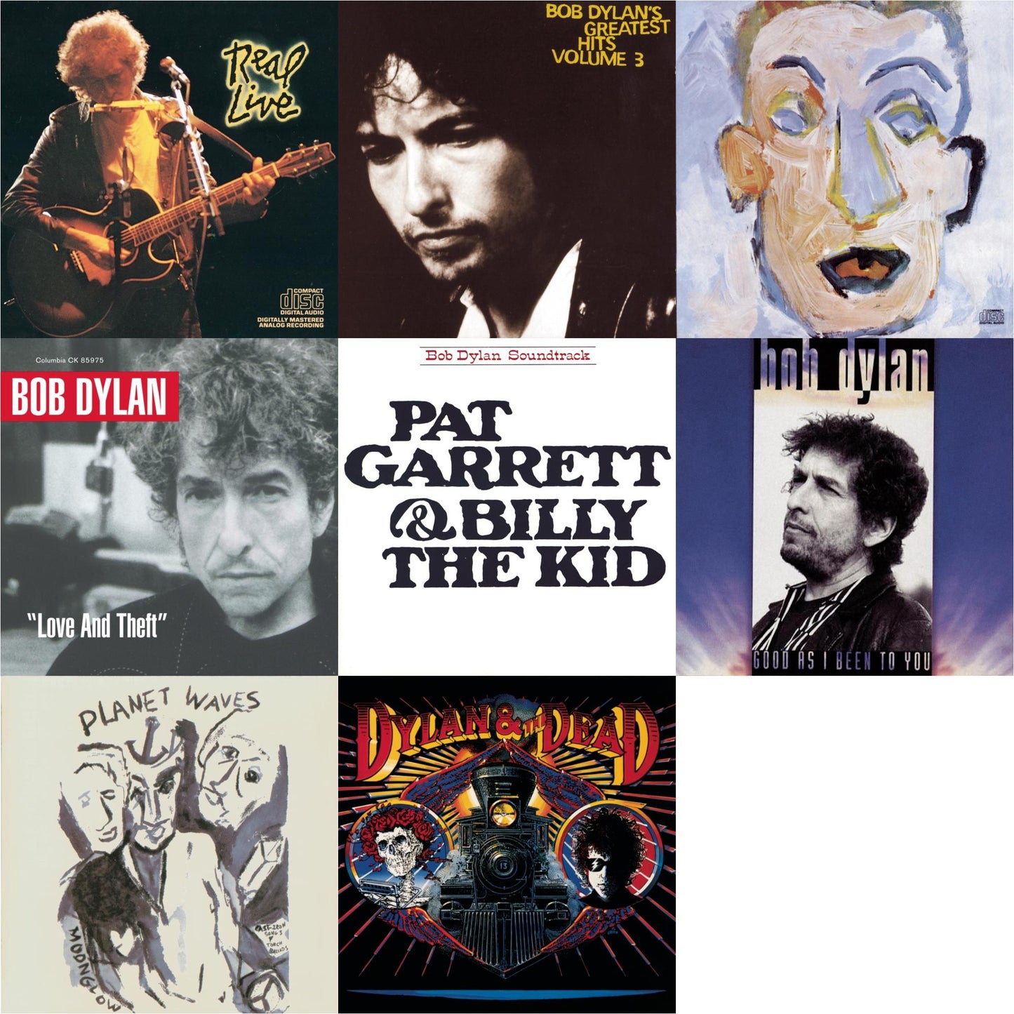 Bob Dylan - Pat Garrett & Billy The Kid & Good As I Been To You & Real Live & Greatest Hits Vol.3 & Planet Waves & Self Portrait & Dylan & The Dead & Love & Theft - CD Bundle