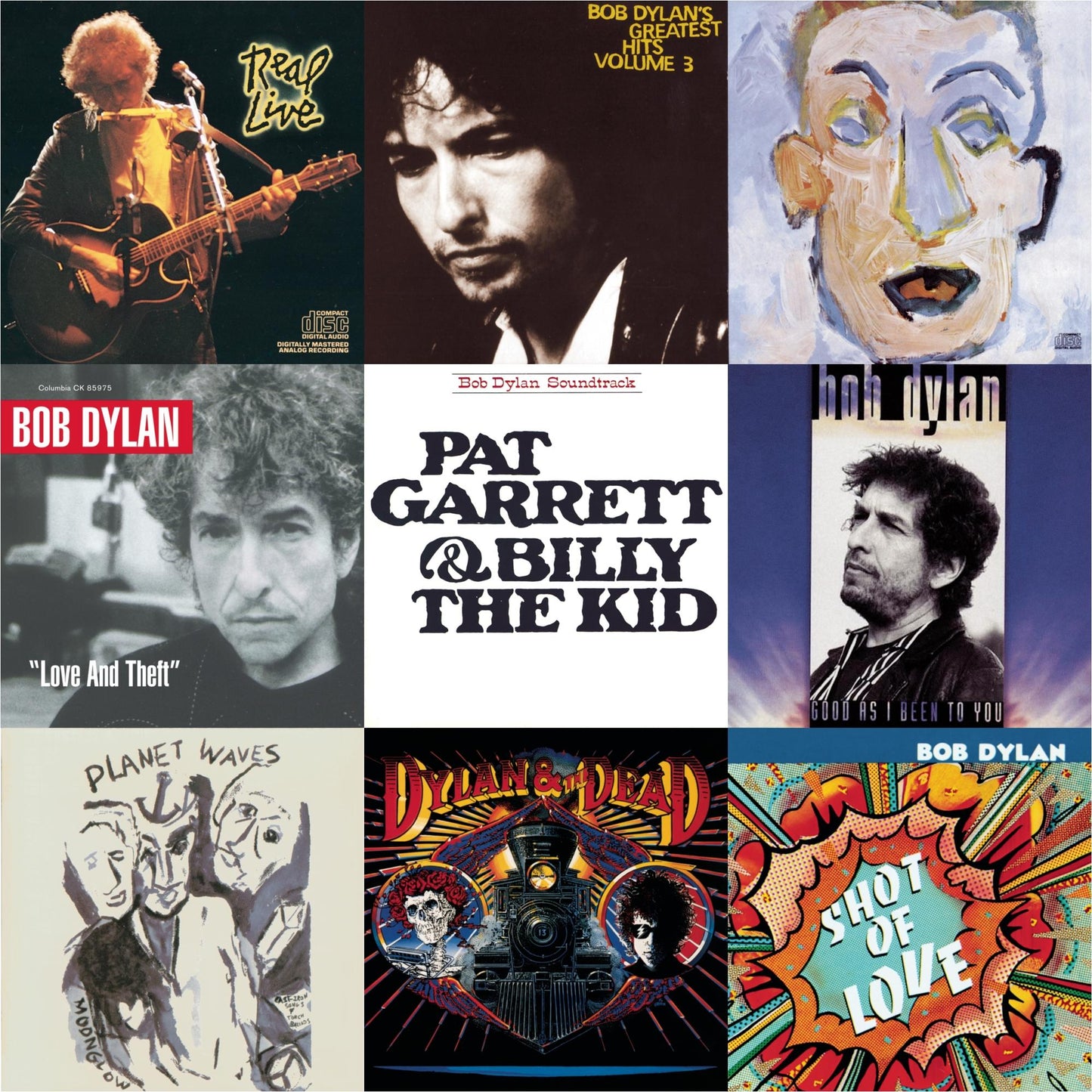 Bob Dylan - Shot Of Love & Pat Garrett & Billy The Kid & Good As I Been To You & Real Live & Greatest Hits Vol.3 & Planet Waves & Self Portrait & Dylan & The Dead & Love & Theft - CD Bundle