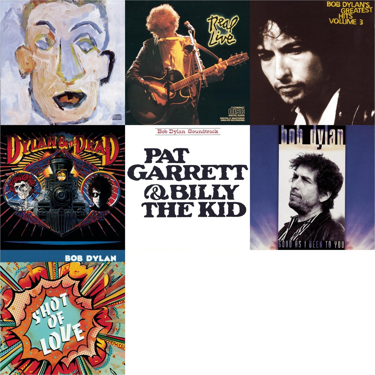 Bob Dylan - Shot Of Love & Pat Garrett & Billy The Kid & Good As I Been To You & Real Live & Greatest Hits Vol.3 & Self Portrait & Dylan & The Dead - CD Bundle