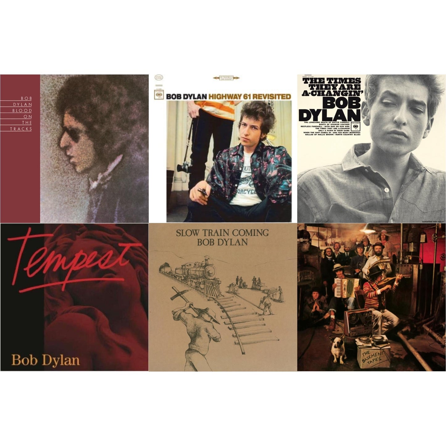 Bob Dylan - Blood On The Tracks (150G/Dl Insert) & Highway 61 Revisited & Times They Are A-Changin (Mono) & Tempest (2LP/CD/180G/Gatefold) & Slow Train Coming (150G/Dl Card) & Basement Tapes