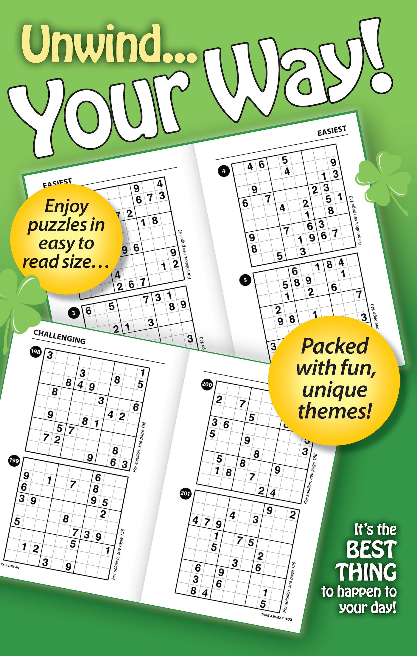 World's Best Puzzles Sudoku - Large Print Vol. 5 Issue 5: 277 Puzzles, 5 Levels Of Difficulty, Easy To Read Size, Unique Themes, Brain Challenges, Unwind, De-Stress, Self-Care, Relax, Unplug & Solve!