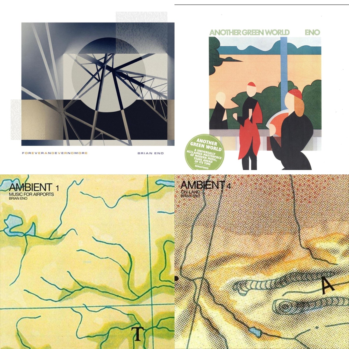 Brian Eno - Foreverandevernomore & Another Green World (140G/2017 Master) & Ambient 1: Music For Airports & Ambient 4: On Land - LP Vinyl Bundle