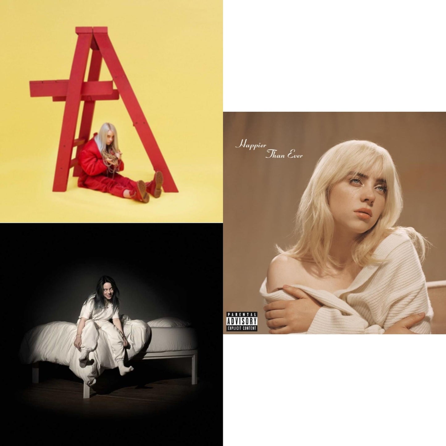 Billie Eilish - Dont Smile At Me & When We All Fall Asleep, Where Do We Go? & Happier Than Ever (X) - CD Bundle