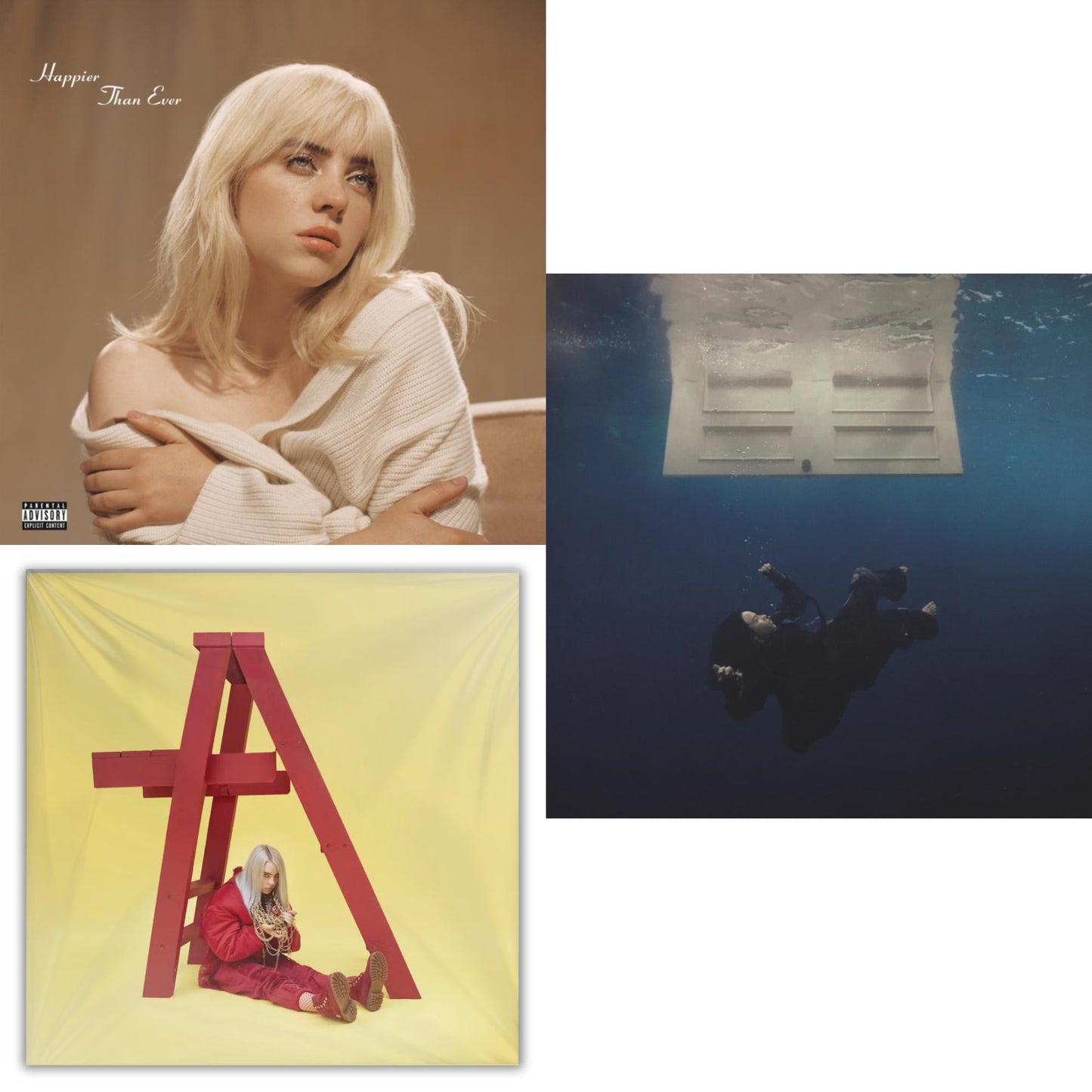Billie Eilish - Happier Than Ever (X) (2LP) & Hit Me Hard & Soft (Recycled Black LP Vinyl) & Billie Eilish - Dont Smile At Me (Black LP Vinyl)
