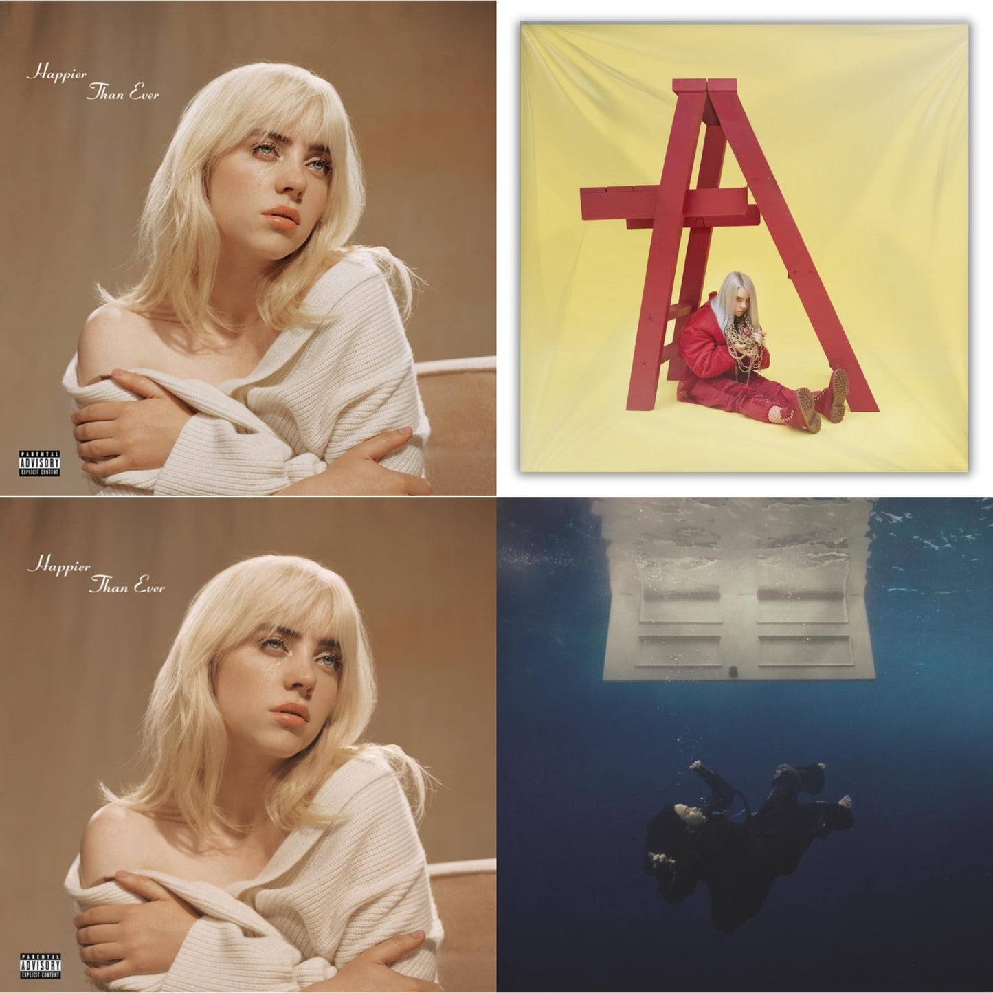 Billie Eilish - Happier Than Ever (X) (2LP) & Happier Than Ever (2LP/Recycled Vinyl/Rainbow Foil Jacket) (Rsd) & Hit Me Hard & Soft (Recycled Black LP Vinyl) & Billie Eilish - Dont Smile At Me (Black LP Vinyl)