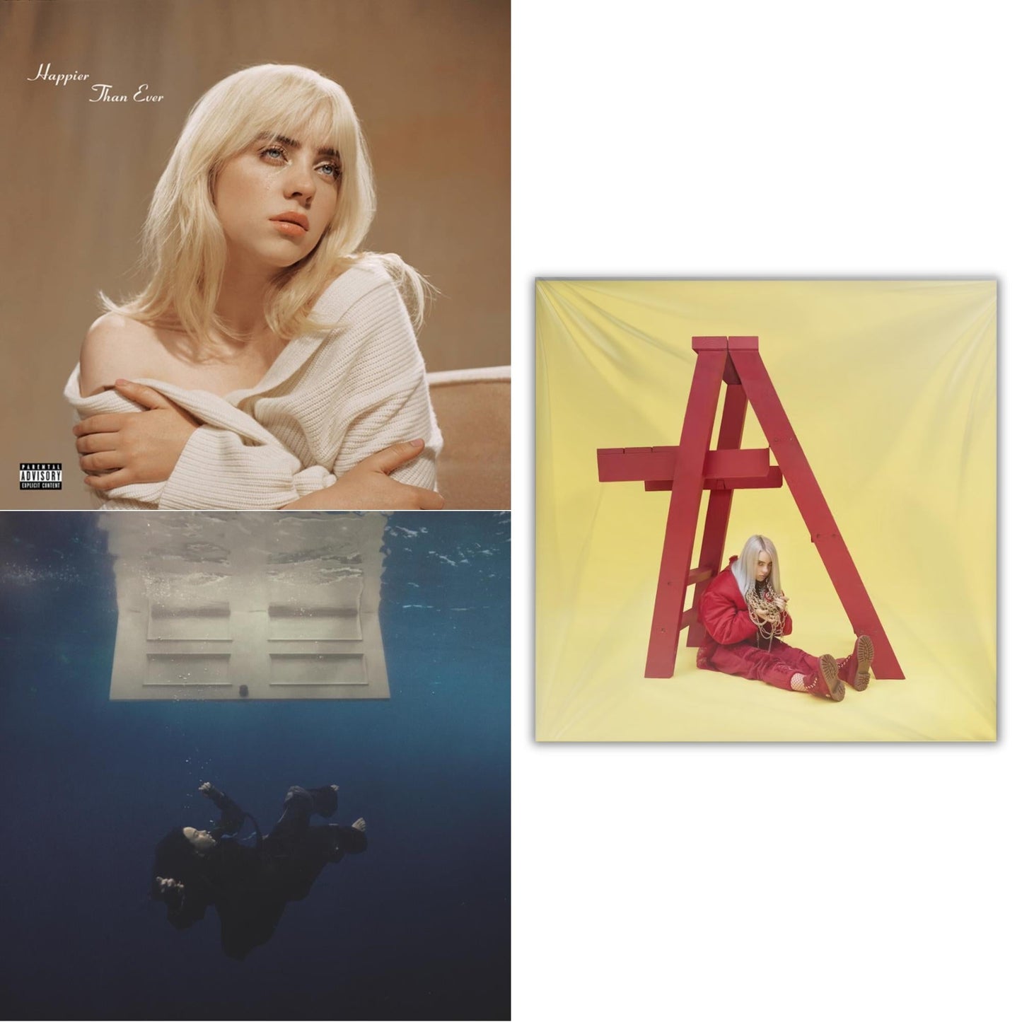 Billie Eilish - Happier Than Ever (2LP/Recycled Vinyl/Rainbow Foil Jacket) (Rsd) & Hit Me Hard & Soft (Recycled Black LP Vinyl) & Billie Eilish - Dont Smile At Me (Black LP Vinyl)