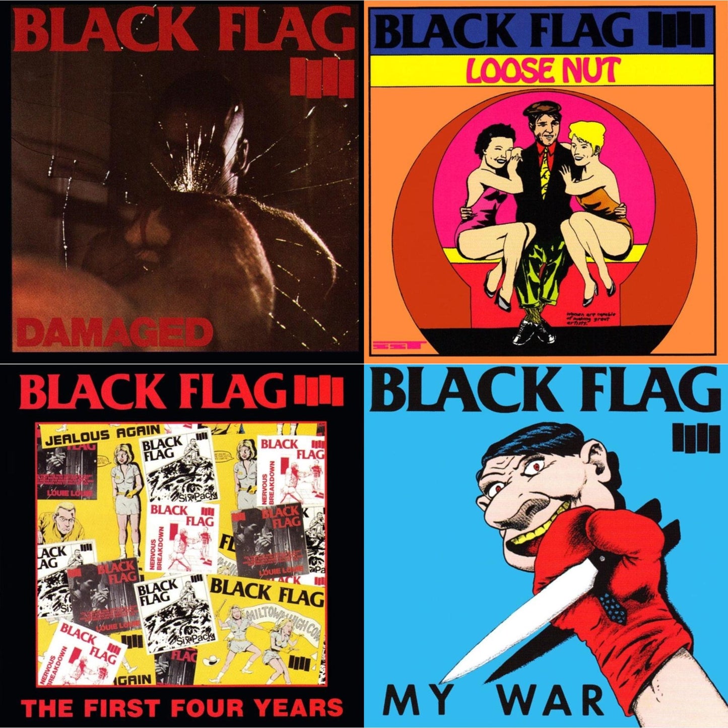 Black Flag - Damaged & First Four Years & My War & Loose Nut - LP Vinyl Bundle
