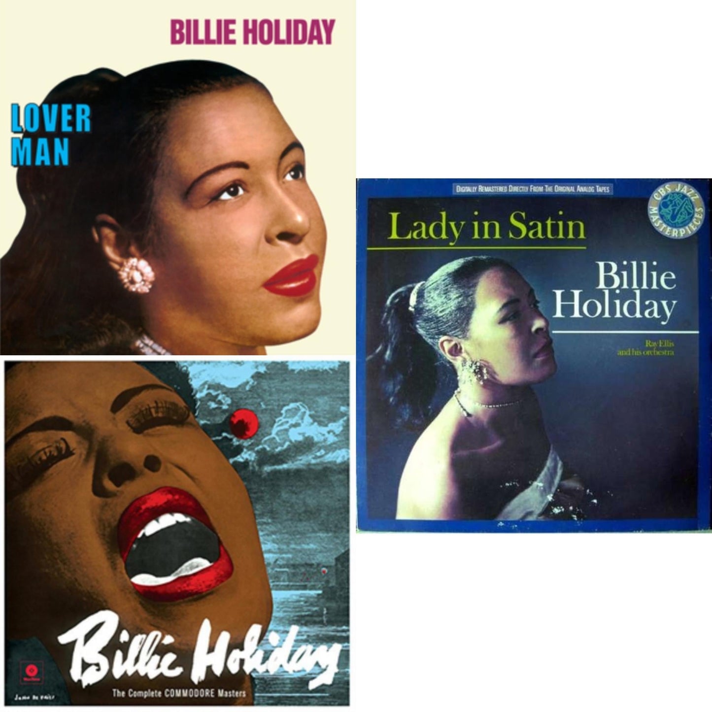 Billie Holiday - Lover Man & Complete Commodore Masters & Lady In Satin - LP Vinyl Bundle