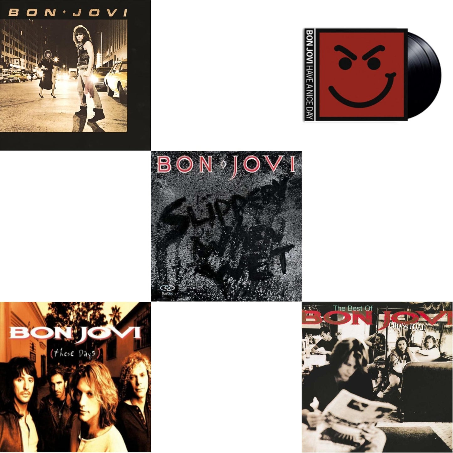 Bon Jovi - Cross Road (2LP) & Bon Jovi (180G) & Slippery When Wet (180G) & These Days (180G) & Have A Niceday (180G)