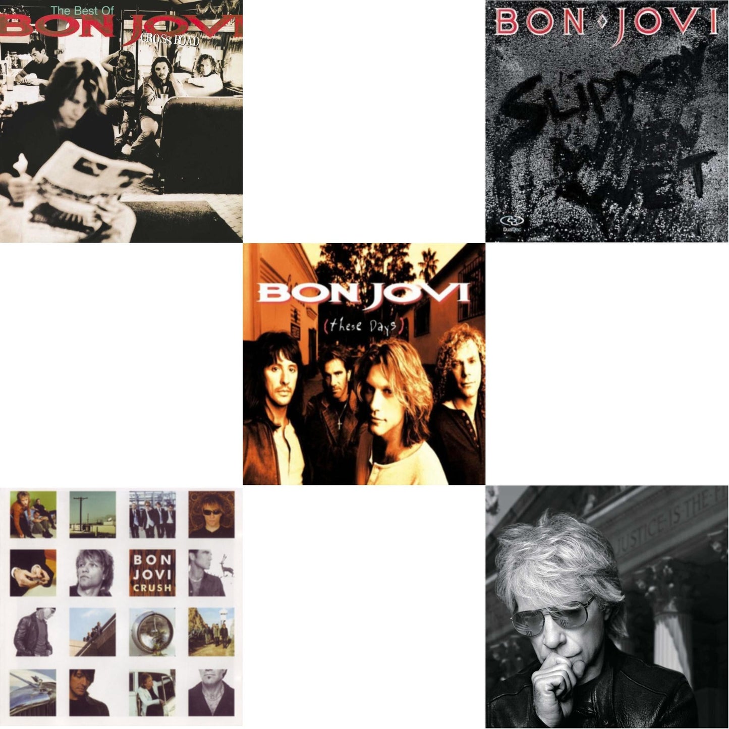 Bon Jovi - Cross Road (2LP) & 2020 (2LP/Gold Vinyl) & Slippery When Wet (180G) & These Days (180G) & Crush (180G)