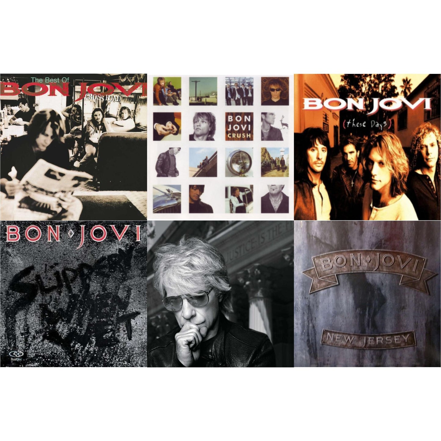 Bon Jovi - Cross Road (2LP) & 2020 (2LP/Gold Vinyl) & Slippery When Wet (180G) & New Jersey (180G) & These Days (180G) & Crush (180G)