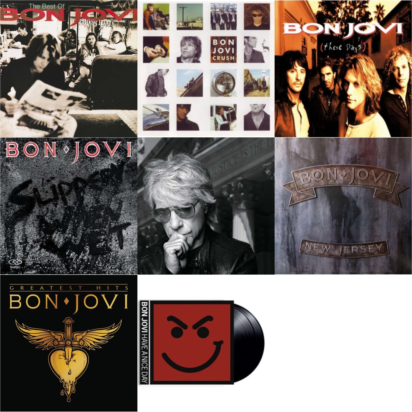 Bon Jovi - Greatest Hits (2LP) & Cross Road (2LP) & 2020 (2LP/Gold Vinyl) & Slippery When Wet (180G) & New Jersey (180G) & These Days (180G) & Crush (180G) & Have A Niceday (180G)