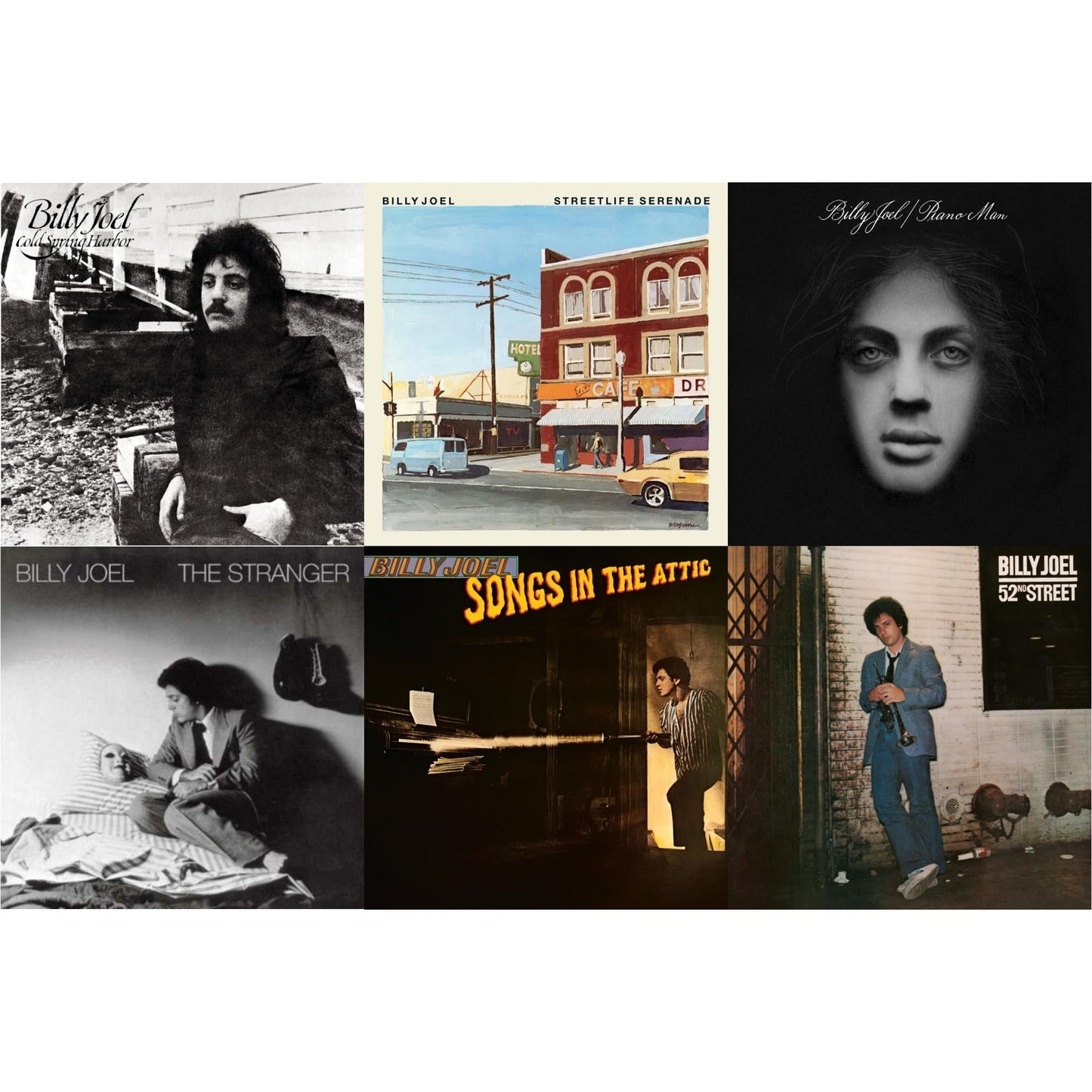 Billy Joel - Cold Spring Harbor & Piano Man & Streetlife Serenade & 52Nd Street & Songs In The Attic & Stranger (180G) - LP Vinyl Bundle