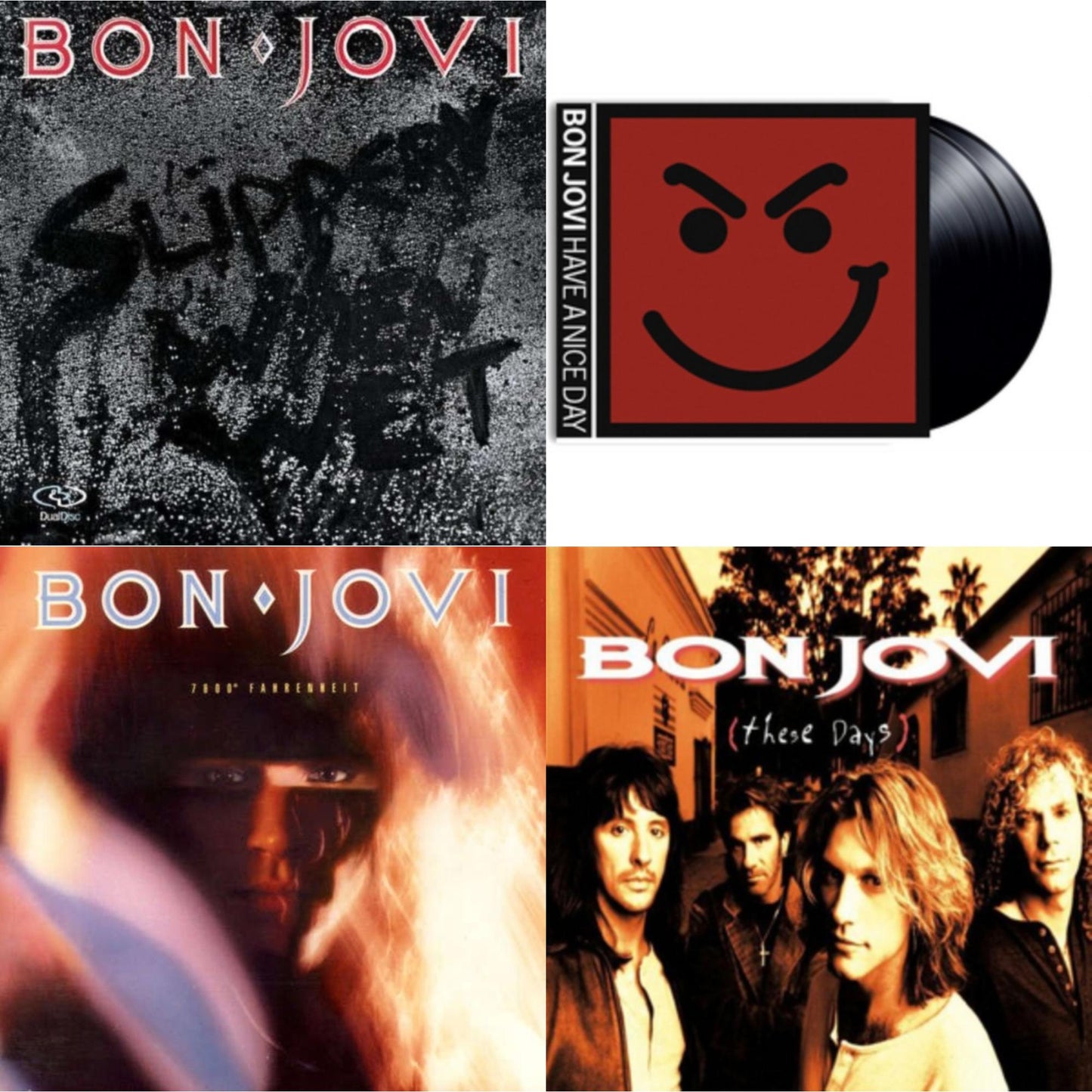 Bon Jovi - 7800º Fahrenheit (180G) & Slippery When Wet (180G) & These Days (180G) & Have A Niceday (180G) - LP Vinyl Bundle