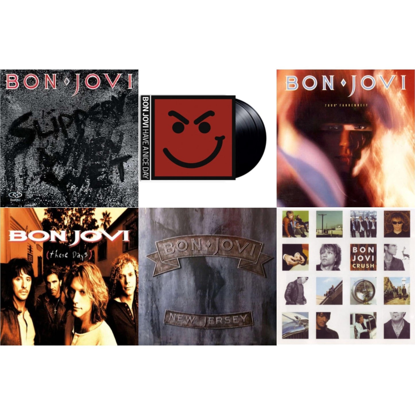 Bon Jovi - 7800º Fahrenheit (180G) & Slippery When Wet (180G) & New Jersey (180G) & These Days (180G) & Crush (180G) & Have A Niceday (180G) - LP Vinyl Bundle