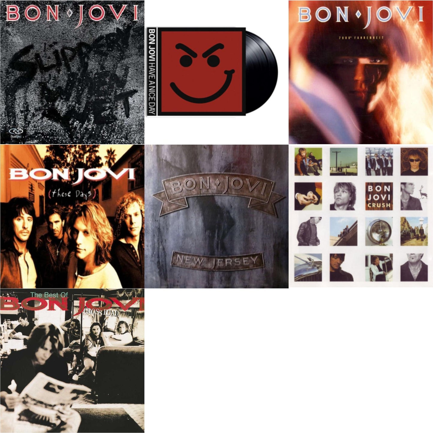 Bon Jovi - Cross Road (2LP) & 7800º Fahrenheit (180G) & Slippery When Wet (180G) & New Jersey (180G) & These Days (180G) & Crush (180G) & Have A Niceday (180G)