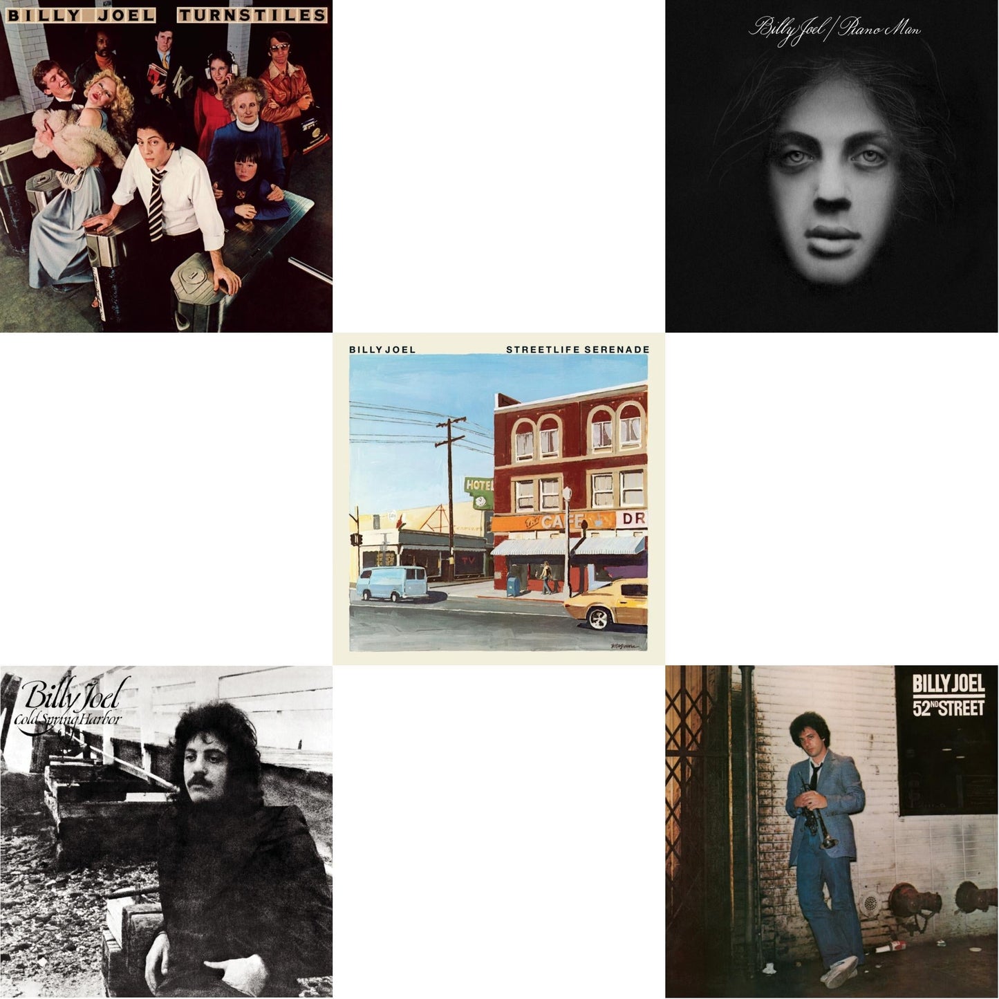 Billy Joel - Cold Spring Harbor & Piano Man & Streetlife Serenade & Turnstiles & 52Nd Street - LP Vinyl Bundle