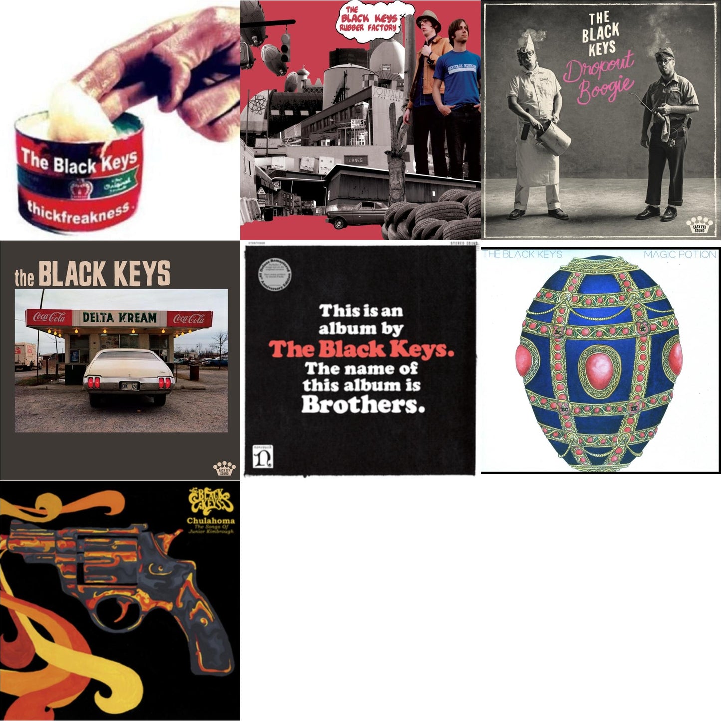 Black Keys - Thickfreakness & Rubber Factory & Dropout Boogie & Delta Kream & Brothers (Deluxe Remastered Anniversary Edition) & Magic Potion & Chulahoma - LP Vinyl Bundle