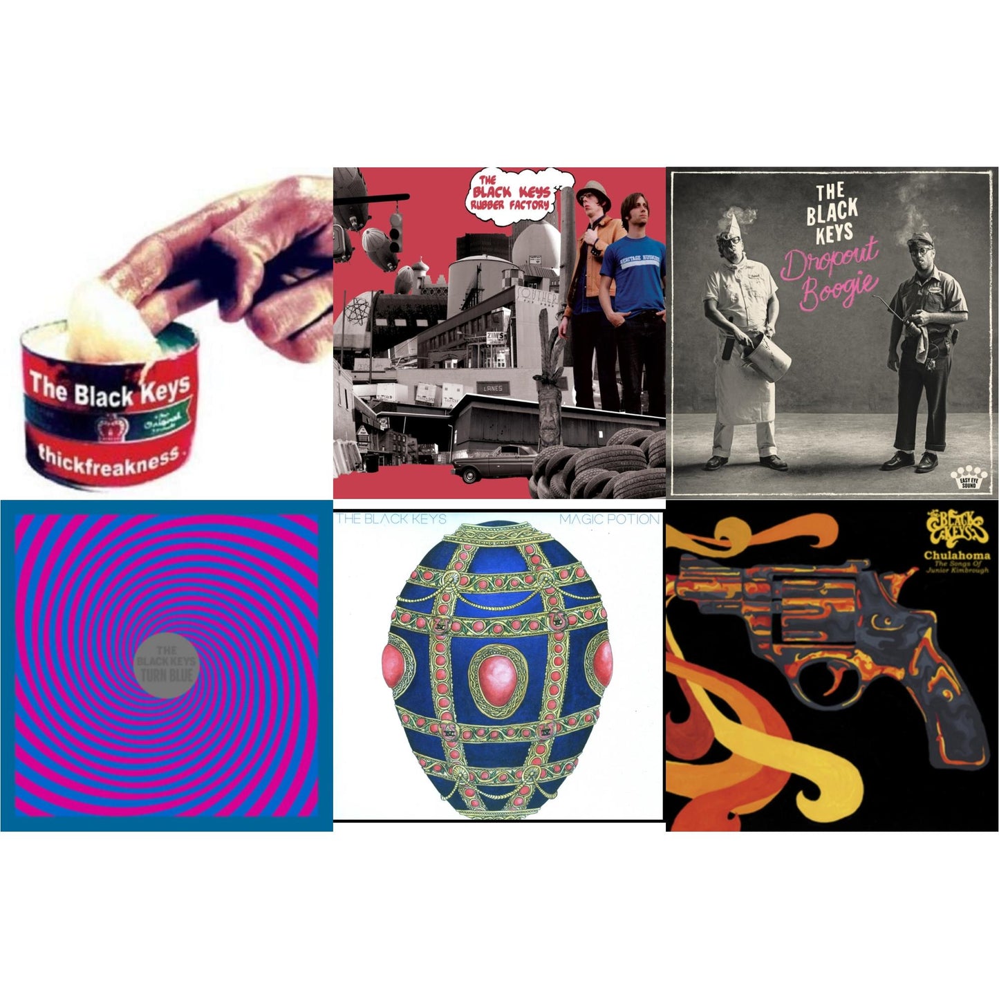 Black Keys - Thickfreakness & Rubber Factory & Dropout Boogie & Turn Blue & Magic Potion & Chulahoma - LP Vinyl Bundle