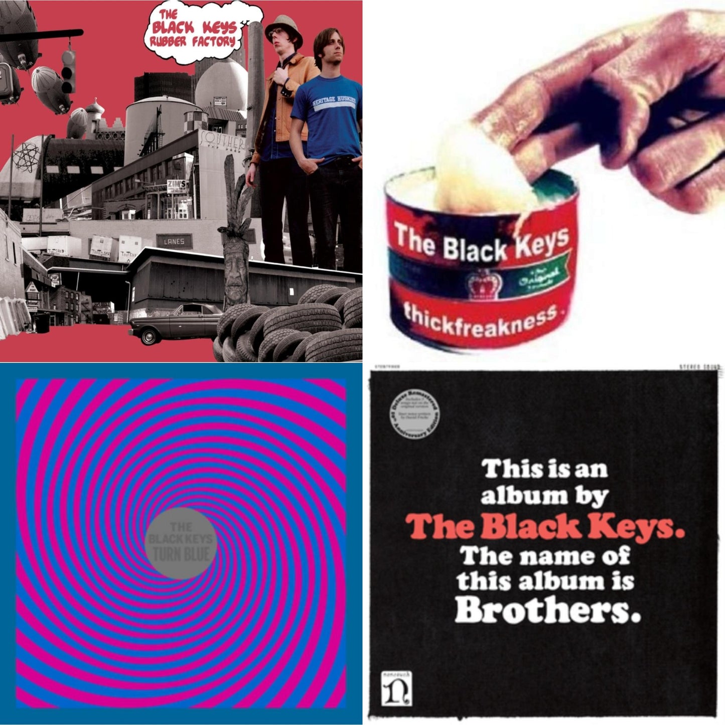 Black Keys - Thickfreakness & Rubber Factory & Brothers (Deluxe Remastered Anniversary Edition) & Turn Blue - LP Vinyl Bundle