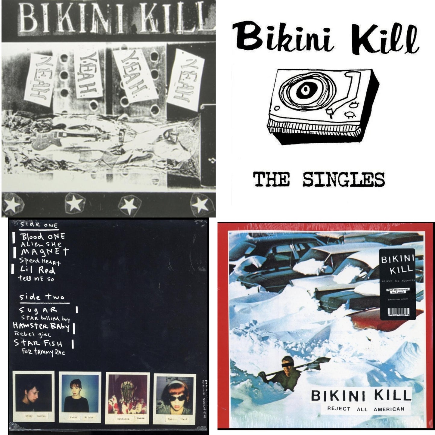 Bikini Kill - Yeah Yeah Yeah Yeah Ep & Singles (Dl Code) & Reject All American (Dl Code) & Pussy Whipped (Dl Code) - LP Vinyl Bundle