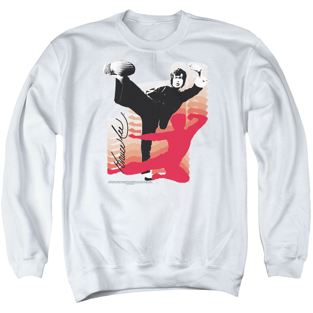 Bruce Lee Kick It Mens Crewneck Sweatshirt White Officially Licensed