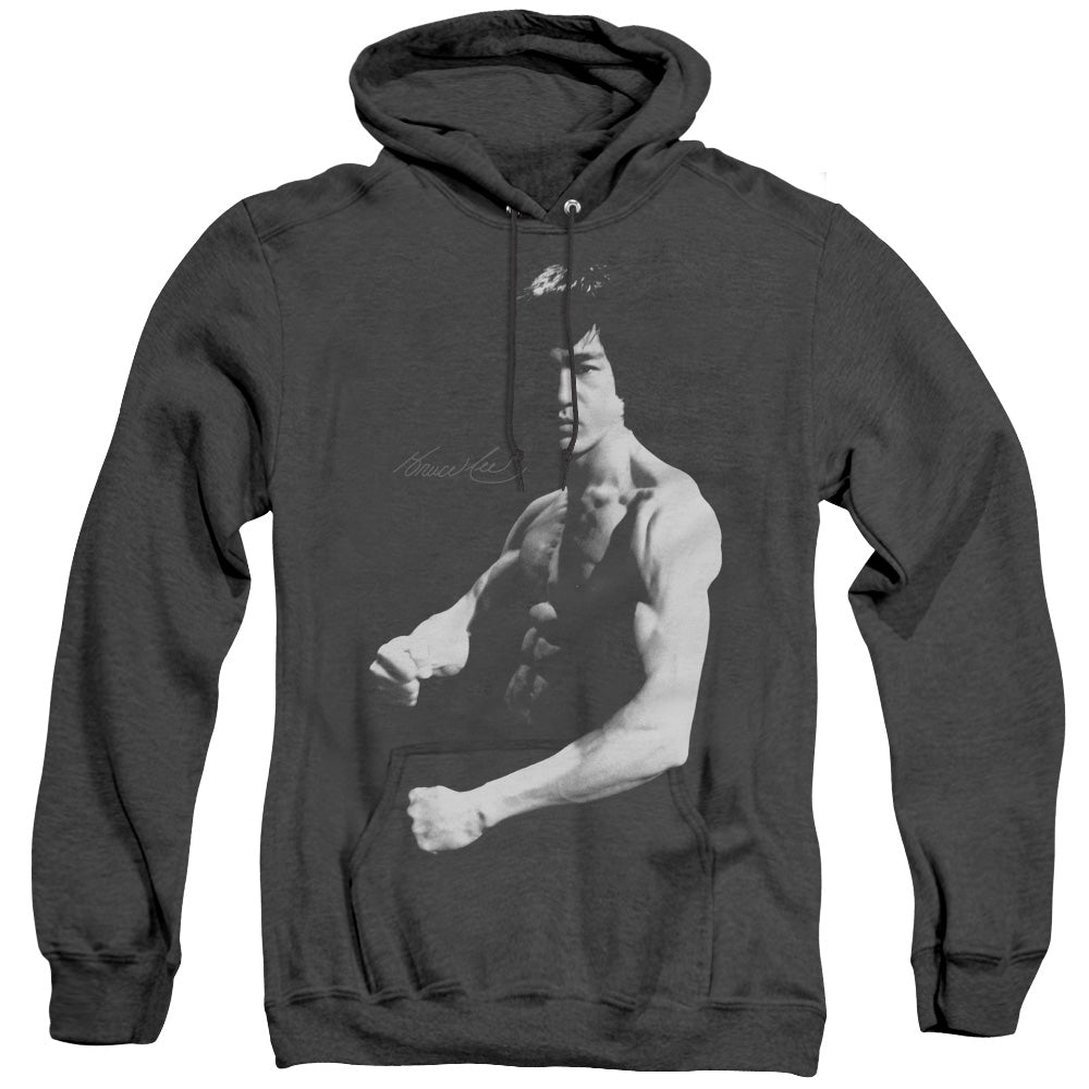 Bruce Lee Stance Heather Mens Hoodie Black Officially Licensed