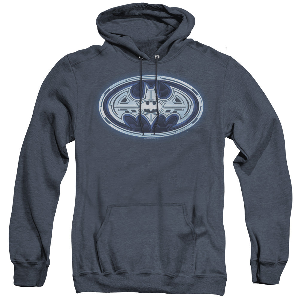 Batman Cyber Bat Shield Heather Mens Hoodie Navy Officially Licensed
