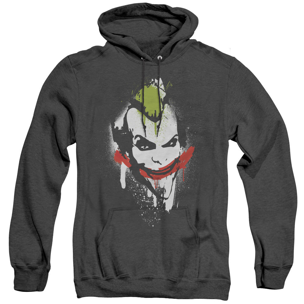 Arkham City Spraypaint Smile Heather Mens Hoodie Black Officially Licensed