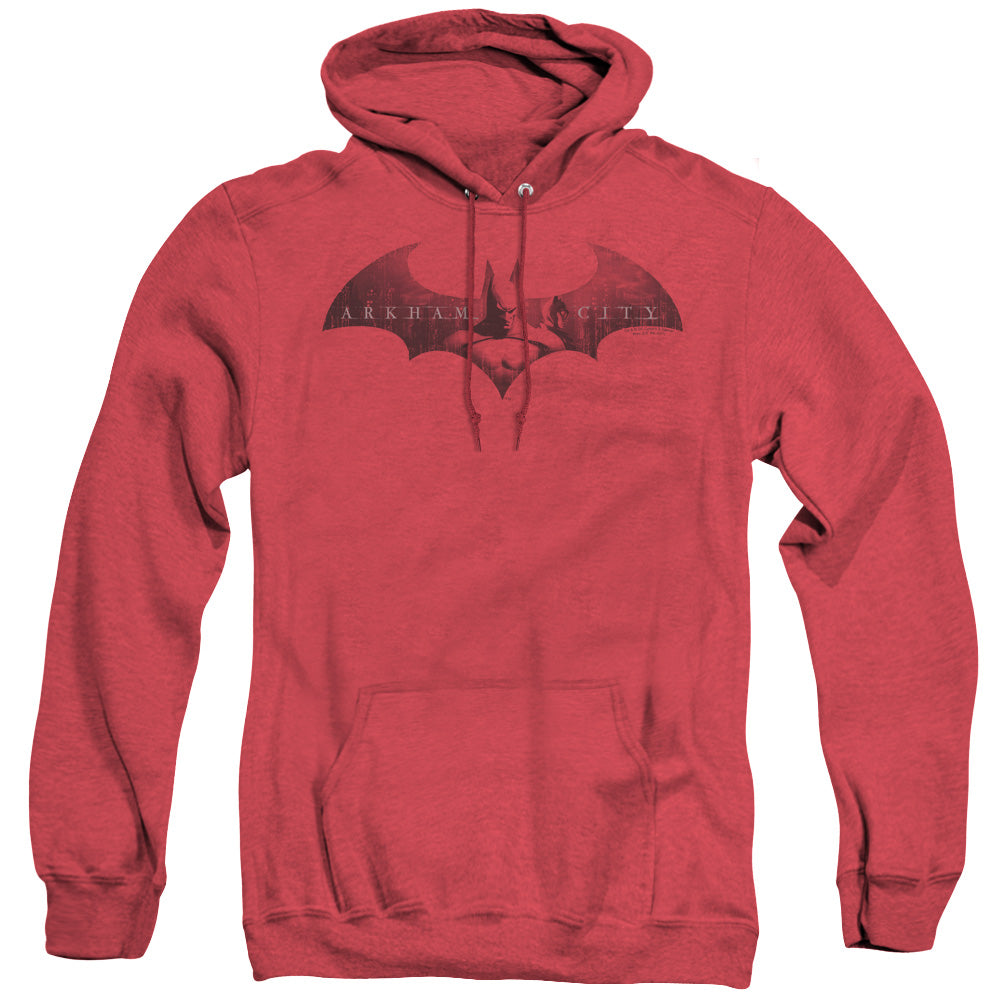 Arkham City In The City Heather Mens Hoodie Red Officially Licensed