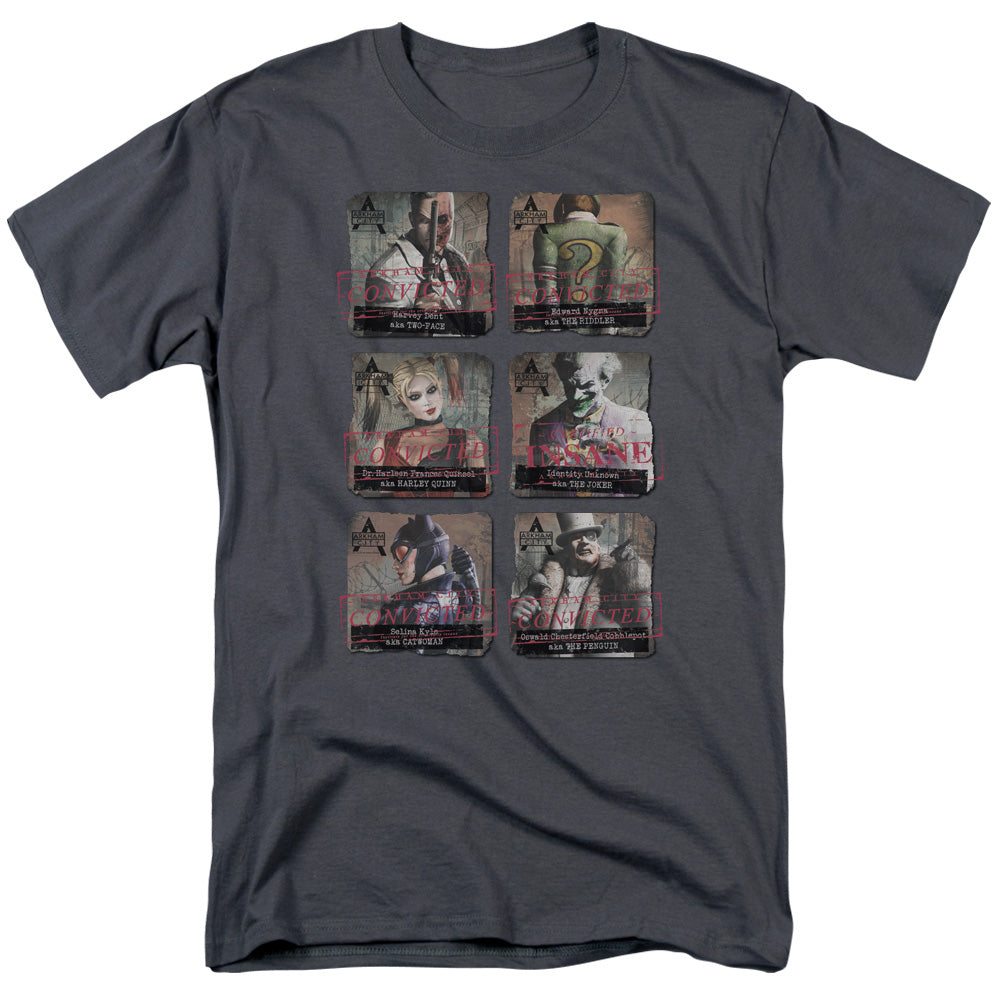 Arkham City Arkham Lineup Mens T Shirt Charcoal