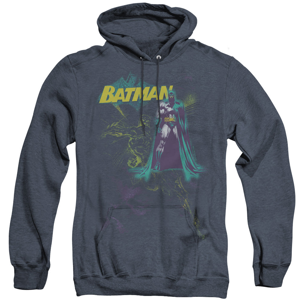 Batman Bat Spray Heather Mens Hoodie Navy Officially Licensed