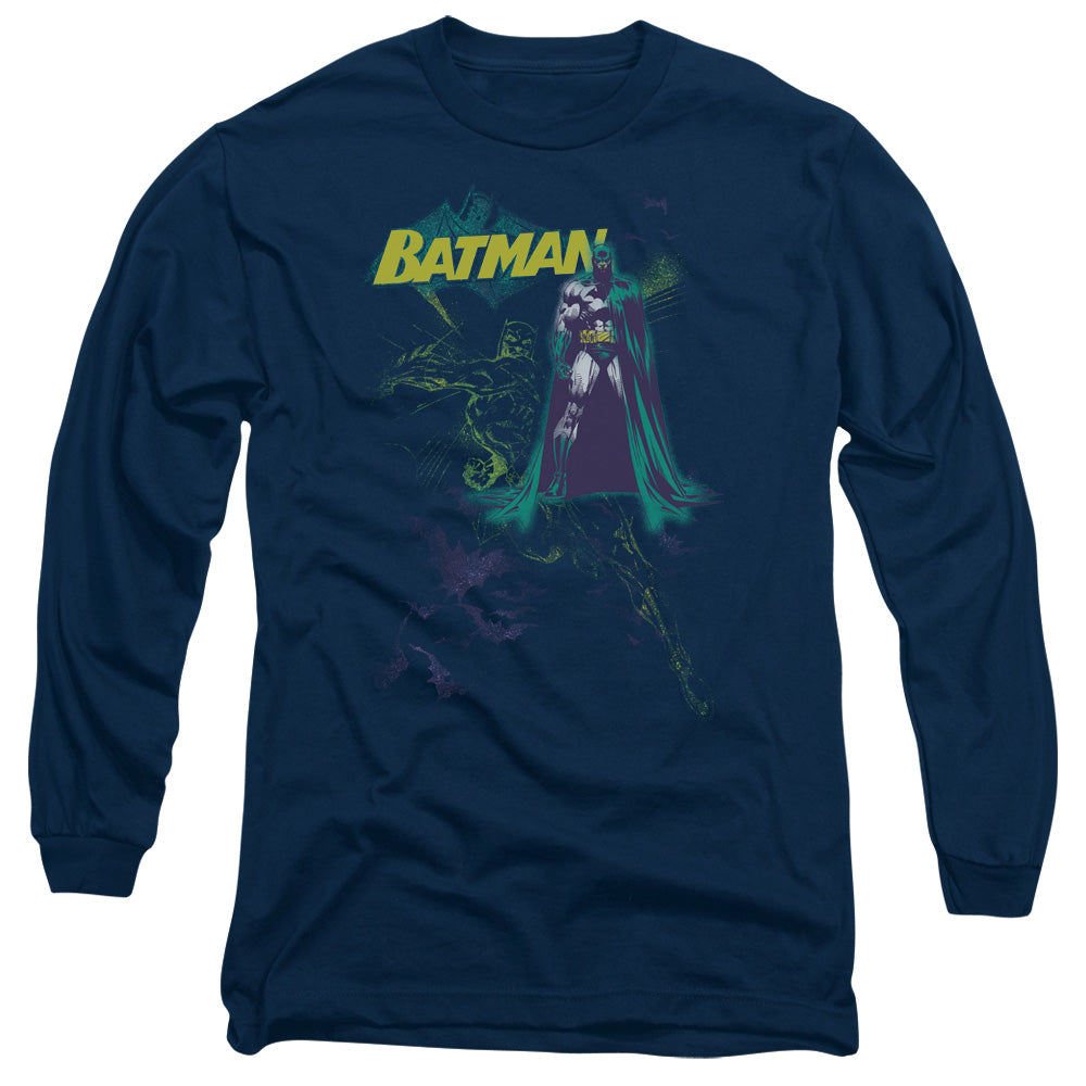 Batman Bat Spray Mens Long Sleeve Shirt Navy Officially Licensed