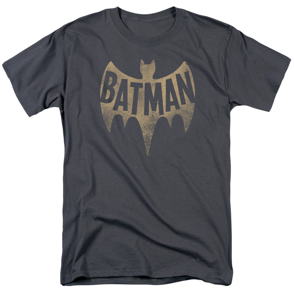 Batman Classic Tv Vintage Logo Mens T Shirt Charcoal