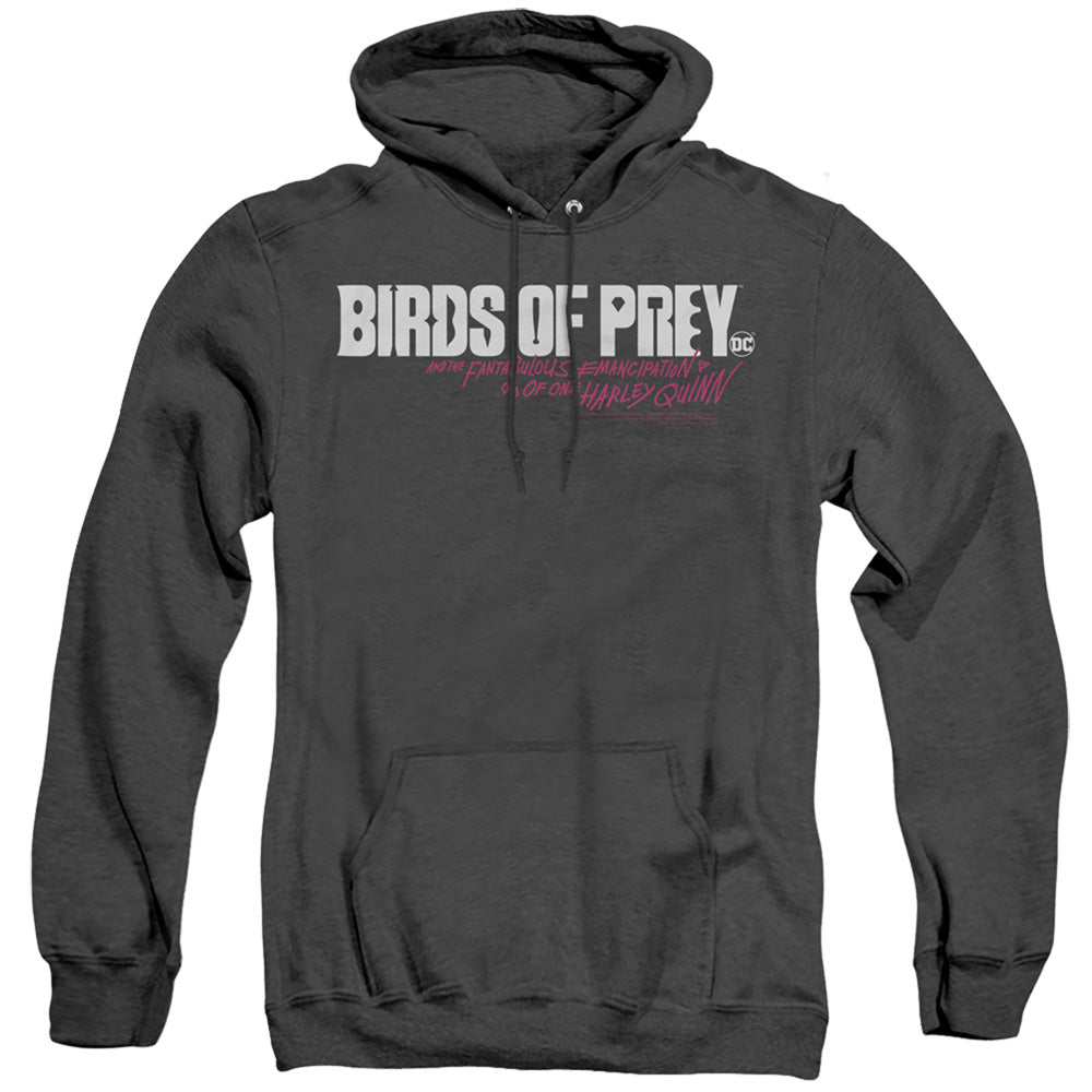 Birds Of Prey Horizontal Logo Heather Mens Hoodie Black Officially Licensed
