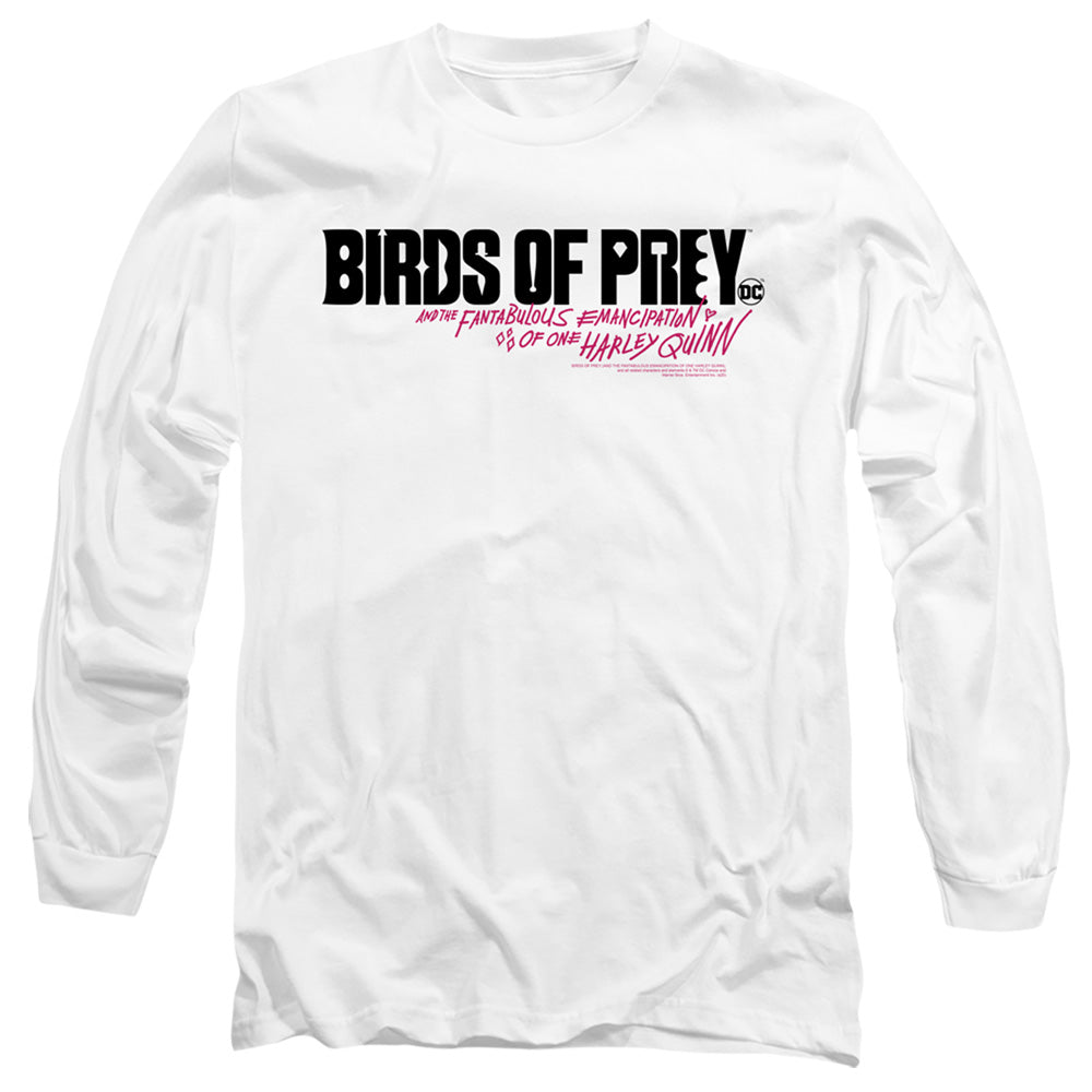 Birds Of Prey Horizontal Logo Mens Long Sleeve Shirt White Officially Licensed